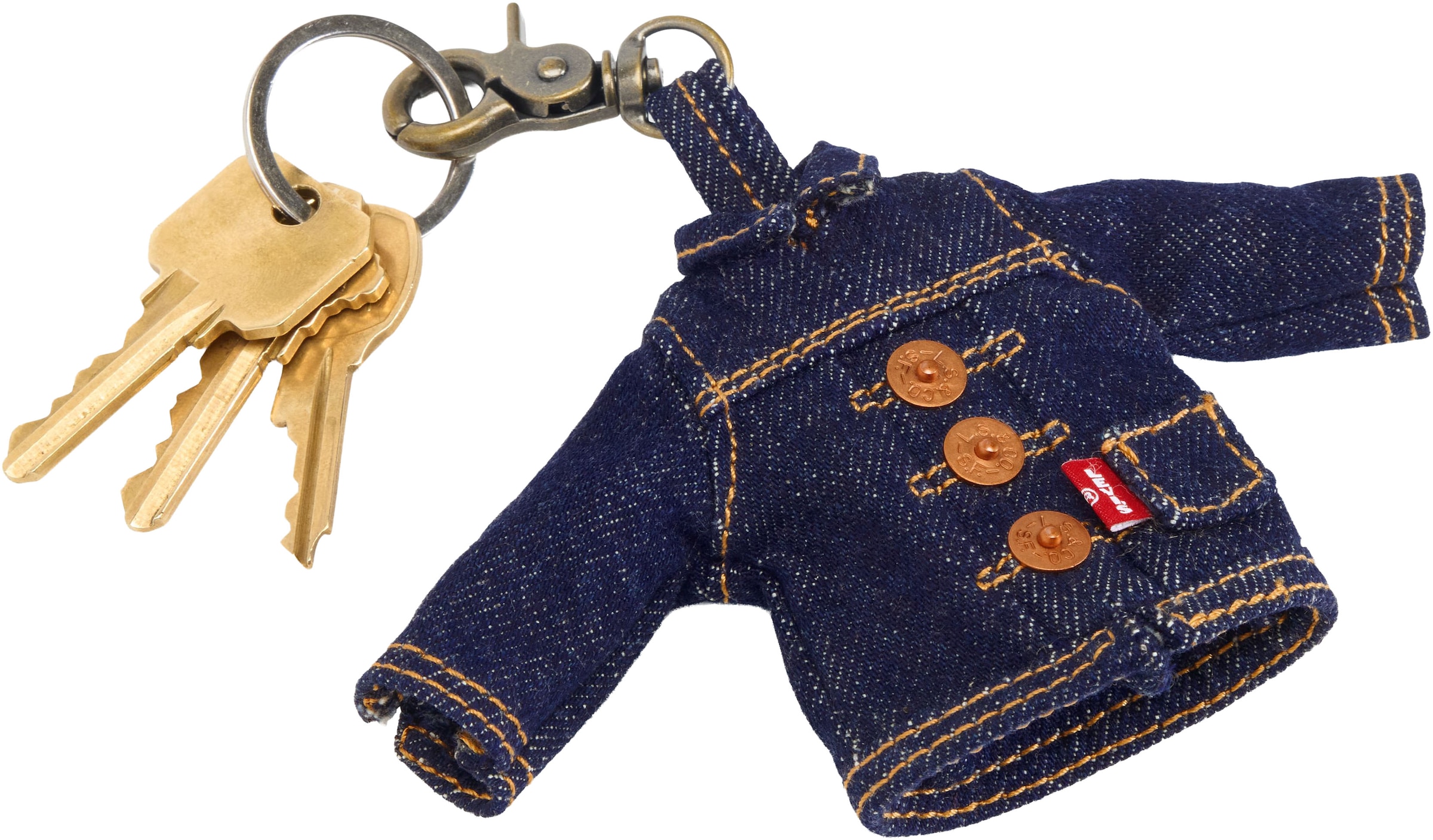 Levi's® Schlüsselanhänger »LEVI'S MINI TRUCKER CHARM« Mini Jeansjacke für Schlüsselbund, Tasche oder Rucksack mit Karabiner