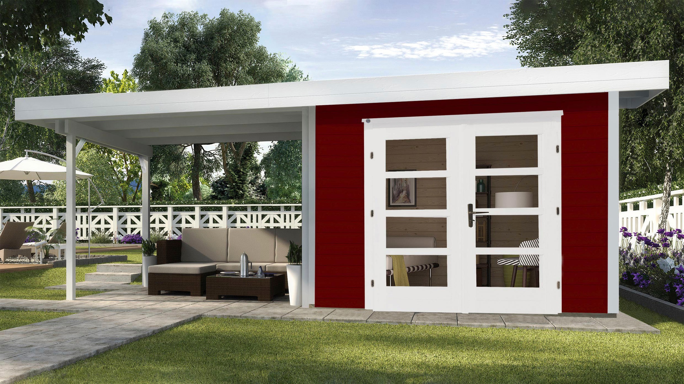 weka Gartenhaus »Designhaus 126 Plus« mit Anbaudach