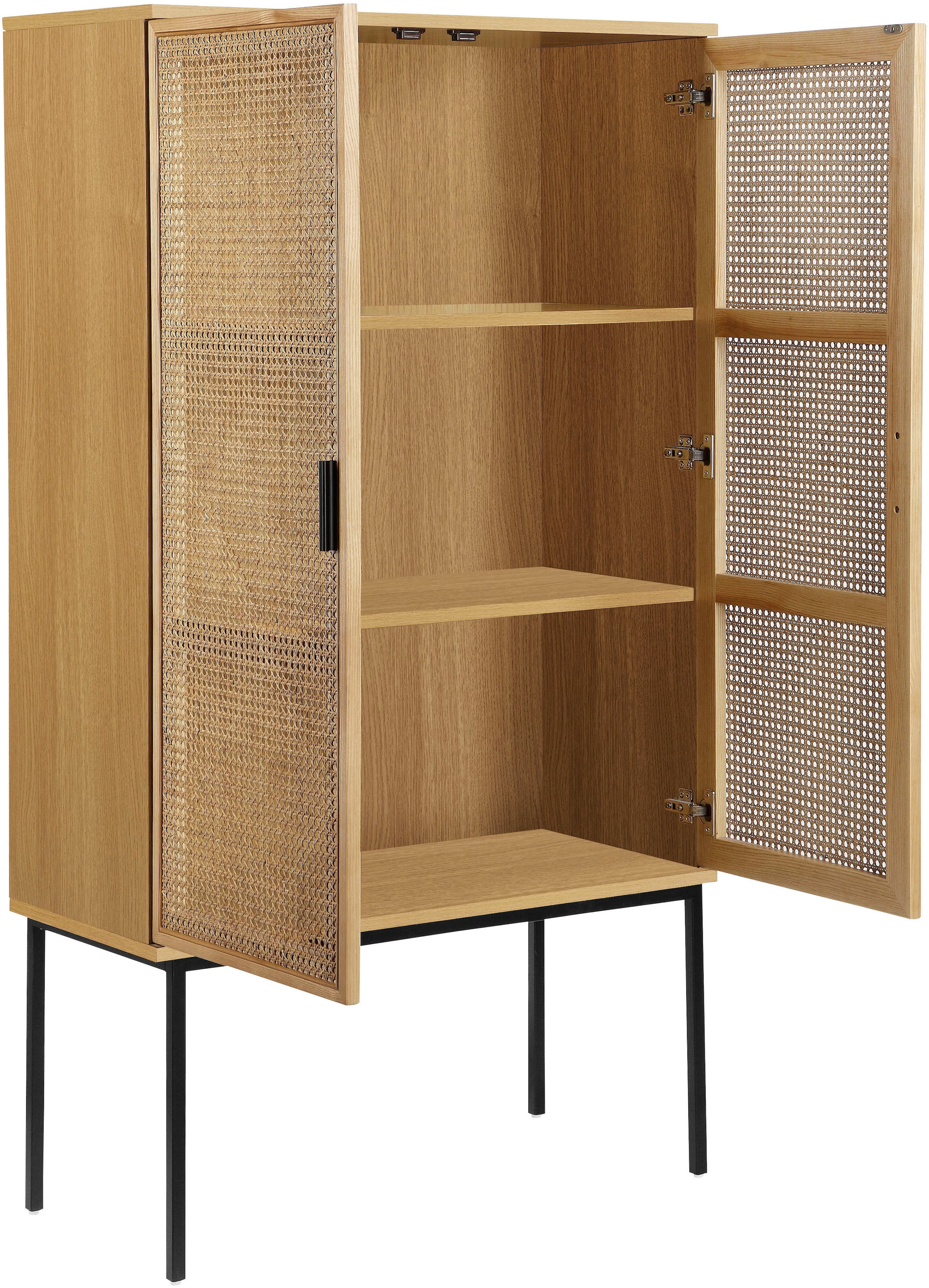 INOSIGN Highboard »Feines« Eschenholz-Details, robustem Metallgestell, FSC-zertifiziertem Holz