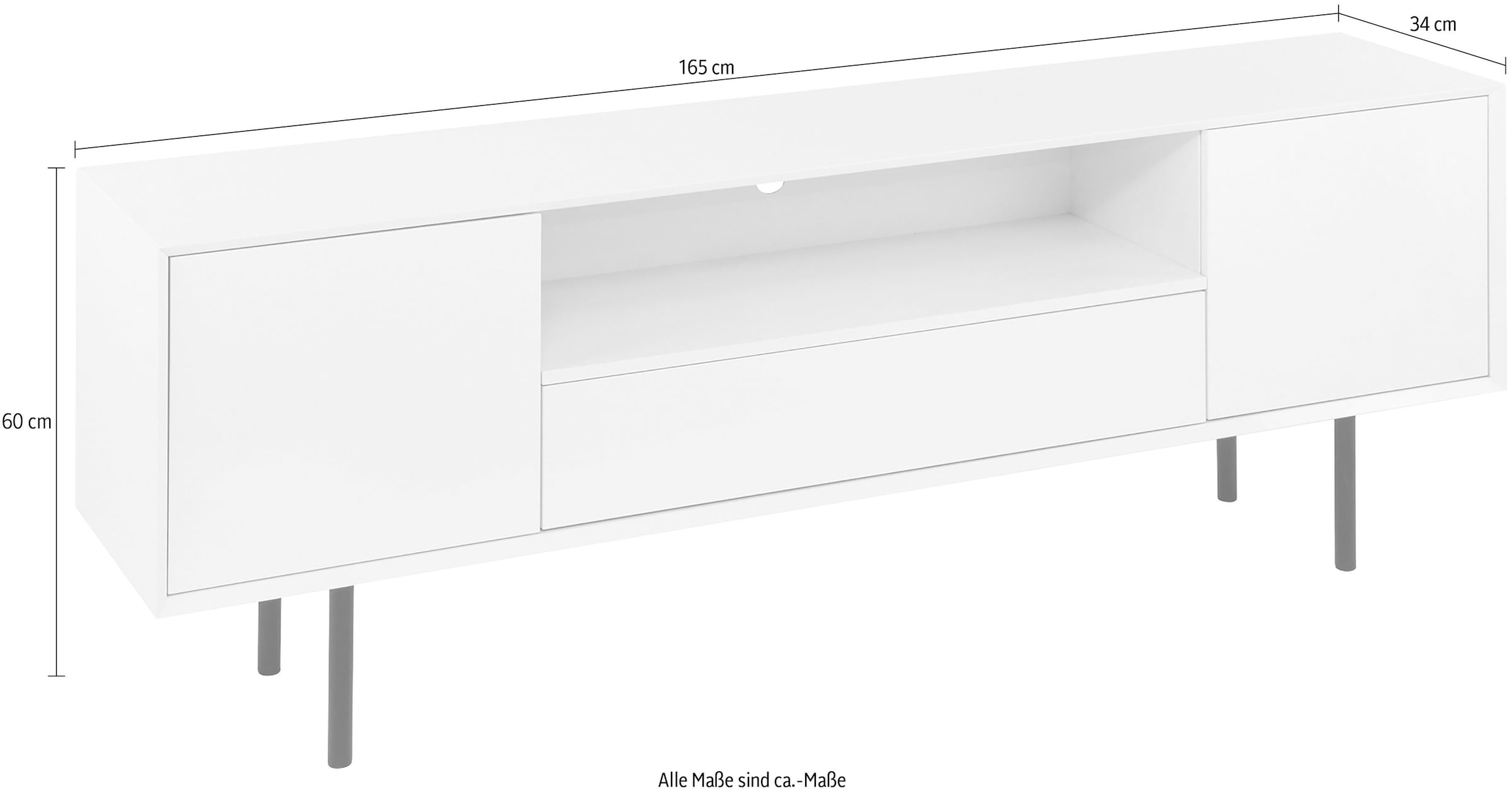 Paroli Sideboard »Susa«, Breite 165 cm, 2 Türen