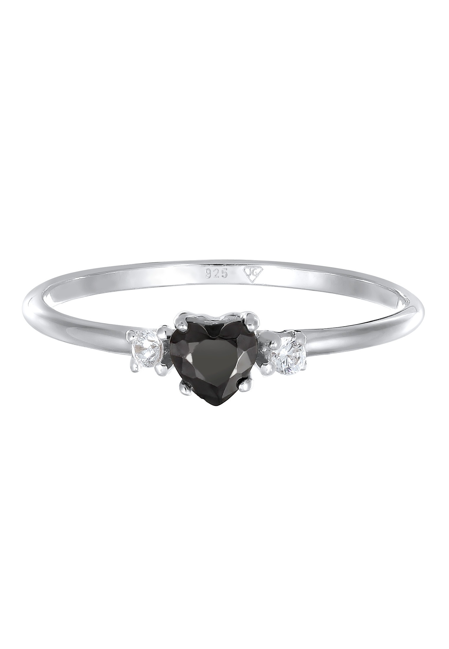 Elli Silberring »Ring Herz Zirkonia Schwarz Liebe 925 Sterling Silber«