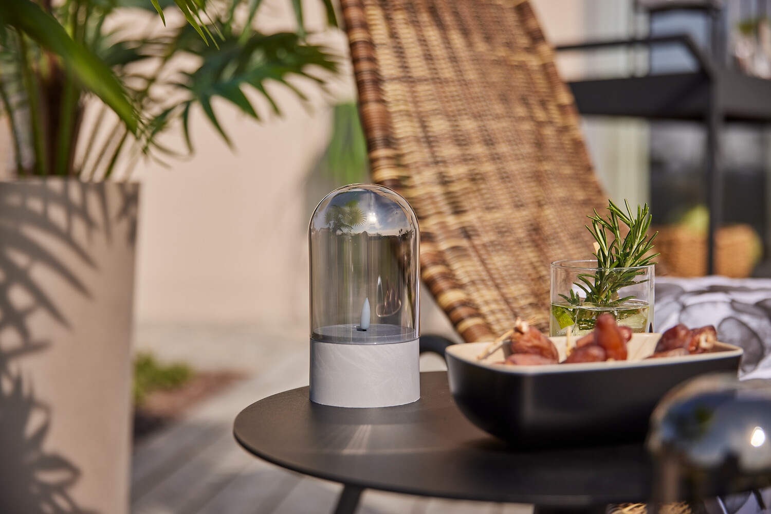 Brilliant LED Tischleuchte »Illusion« LED-Modul 2 Stk. LED-Kerzen Tischleuchten 2er-Set, 16x8 cm, Rauchglas, 2500 K, grau