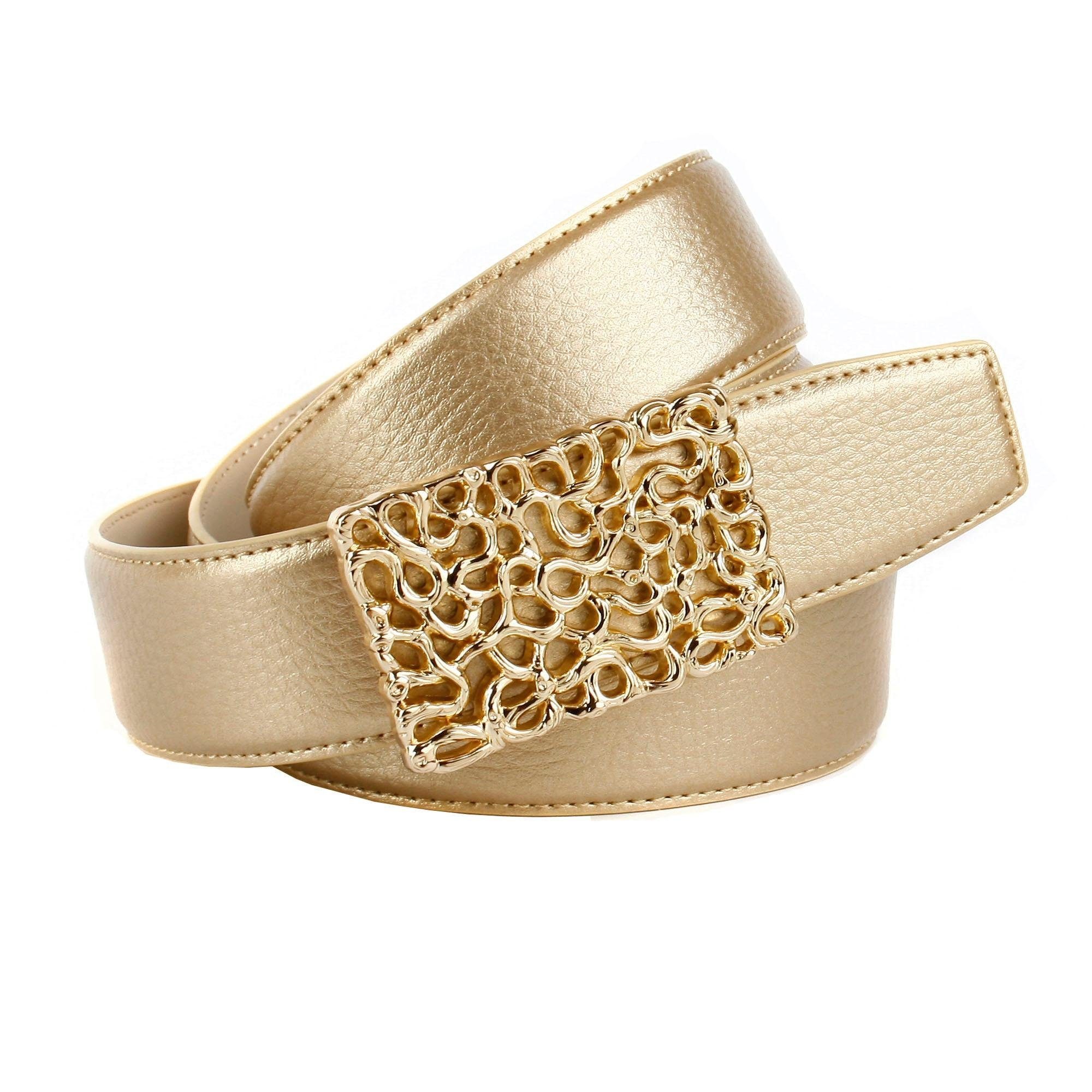 Anthoni Crown Ledergürtel, mit glänzender, filigraner, goldfarbener Schließe  bestellen online bei OTTO