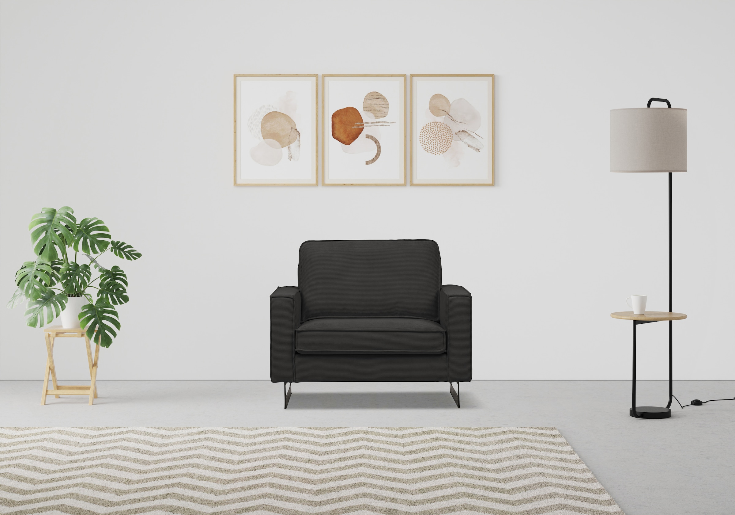 Home affaire Loveseat »Pinto 105 cm, Cord, Chenille, Lederoptik« mit Keder, Metallfüßen und auch in Cord Bezug erhältlich