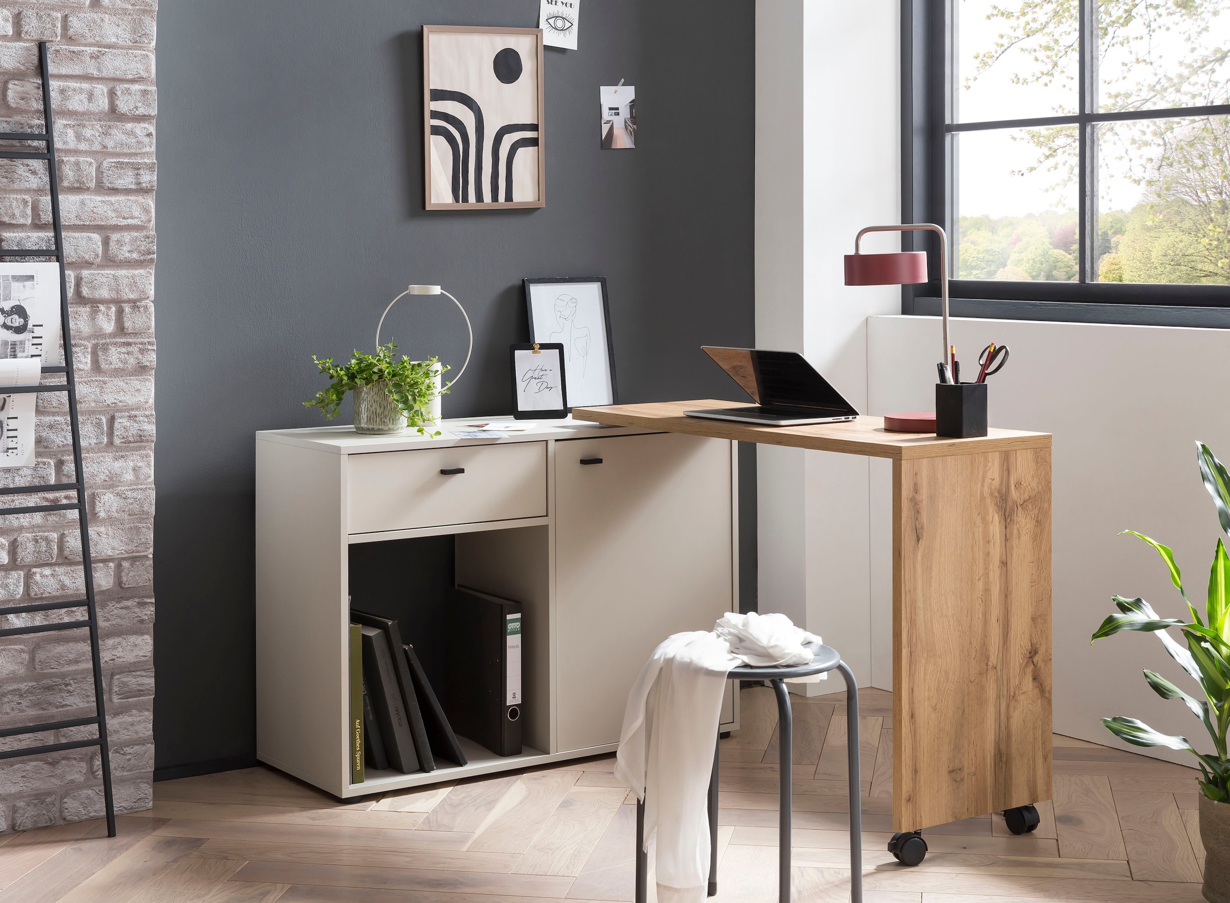 Schildmeyer Schreibtisch »Tiny Working«, praktisch im Home Office, Sideboard mit flexibler Arbeitsplatte