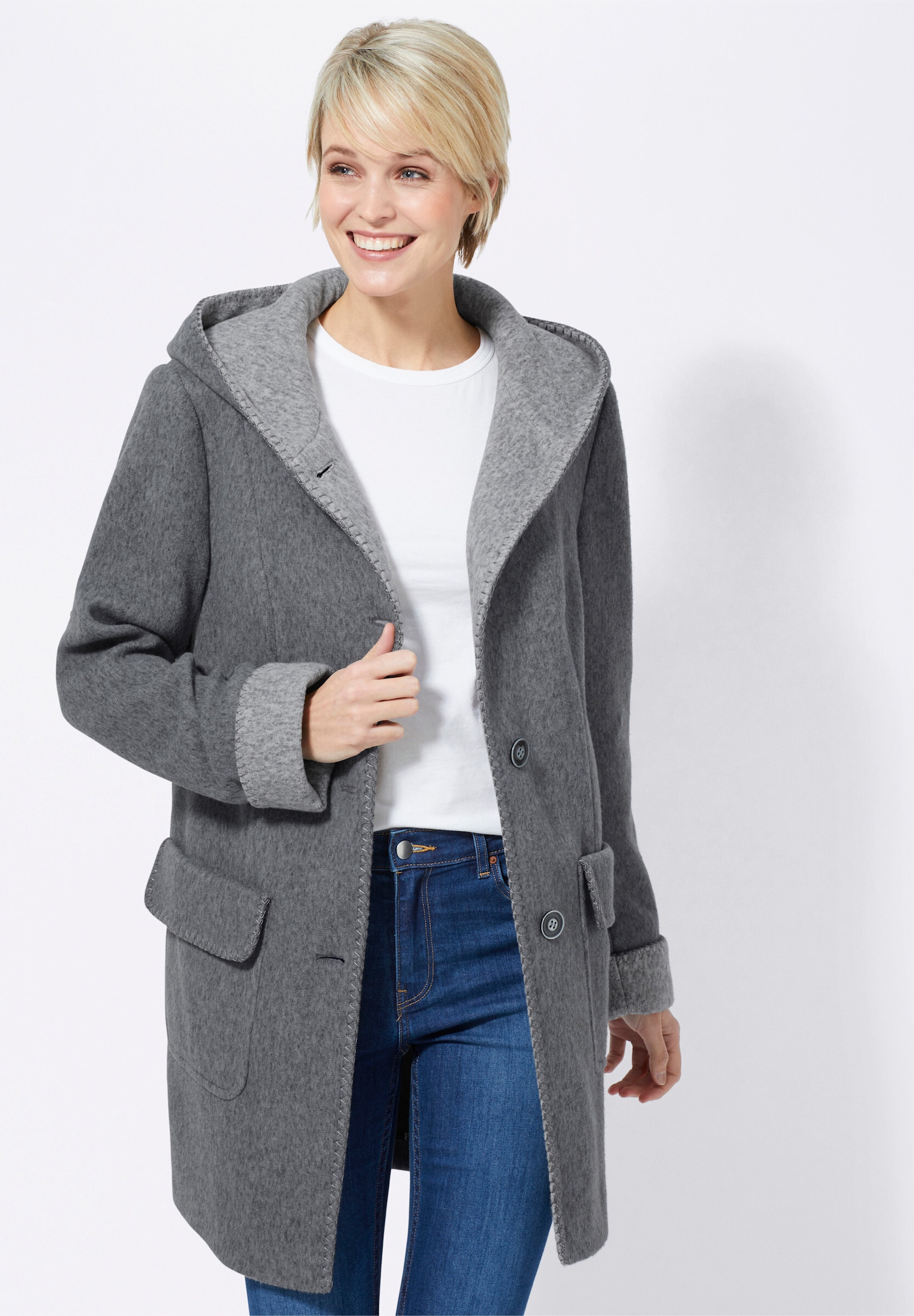 Witt Allwetterjacke »Jacke Kapuzenjacke in Woll-Optik« mit Kapuze