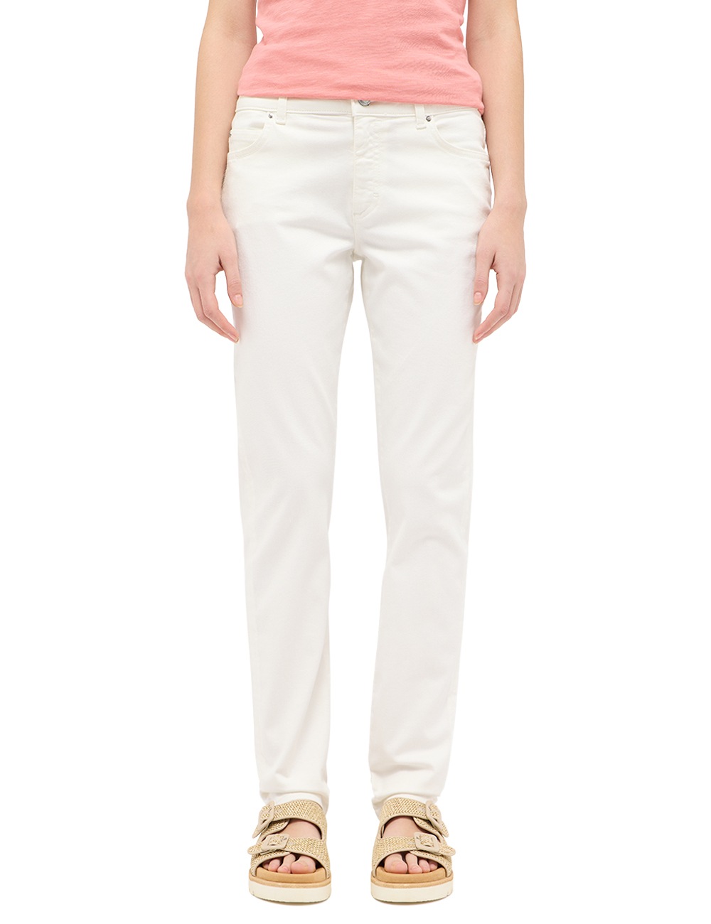 Mustang Damen 5-Pocket-Hose »Damen Style Crosby Relaxed Slim« in weiß, Größe 29