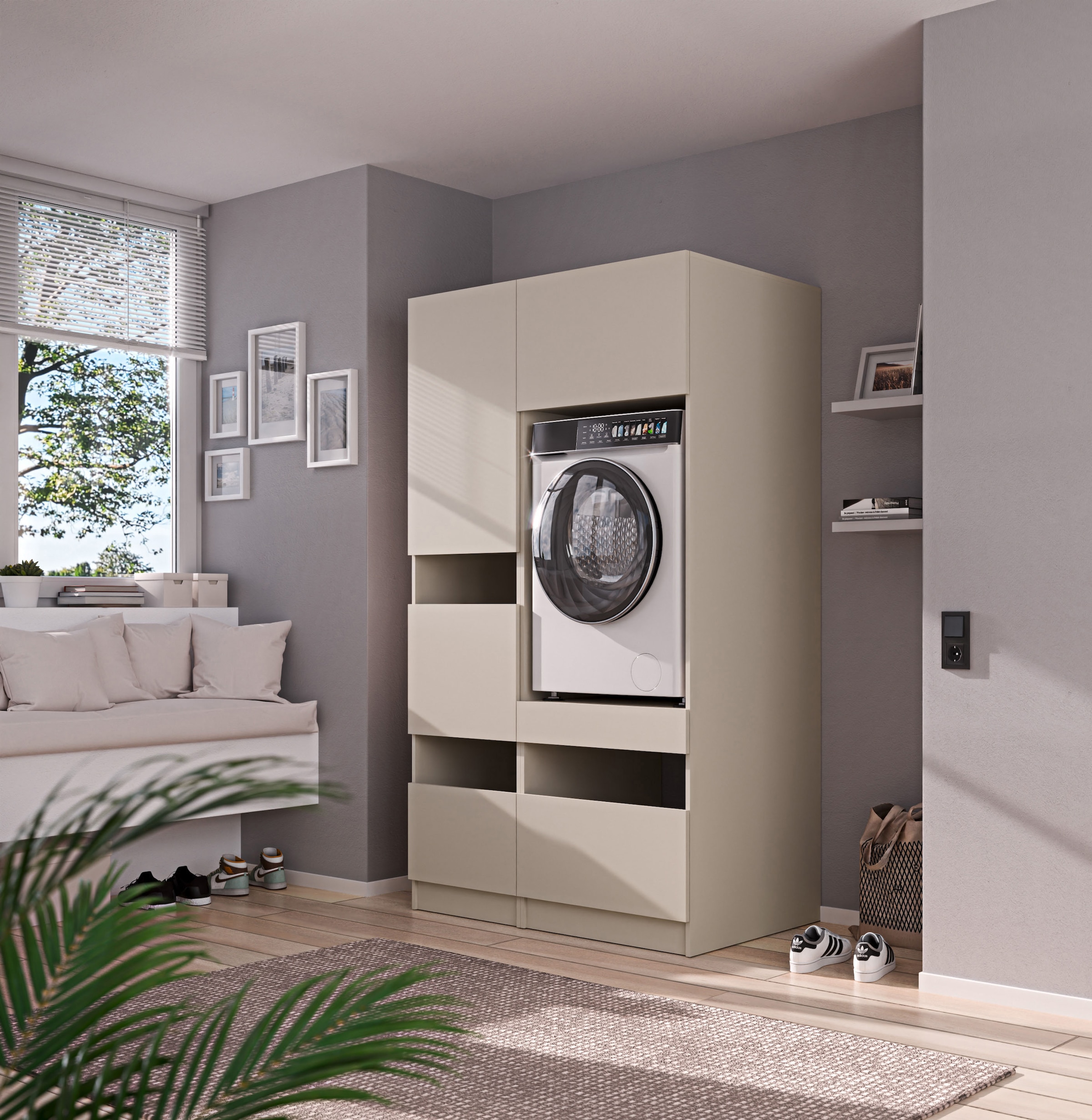BASIC by Balculina Mehrzweckschrank-Set »Washhome B/T/H 118x68x200 cm« 2 Stk. tlg.