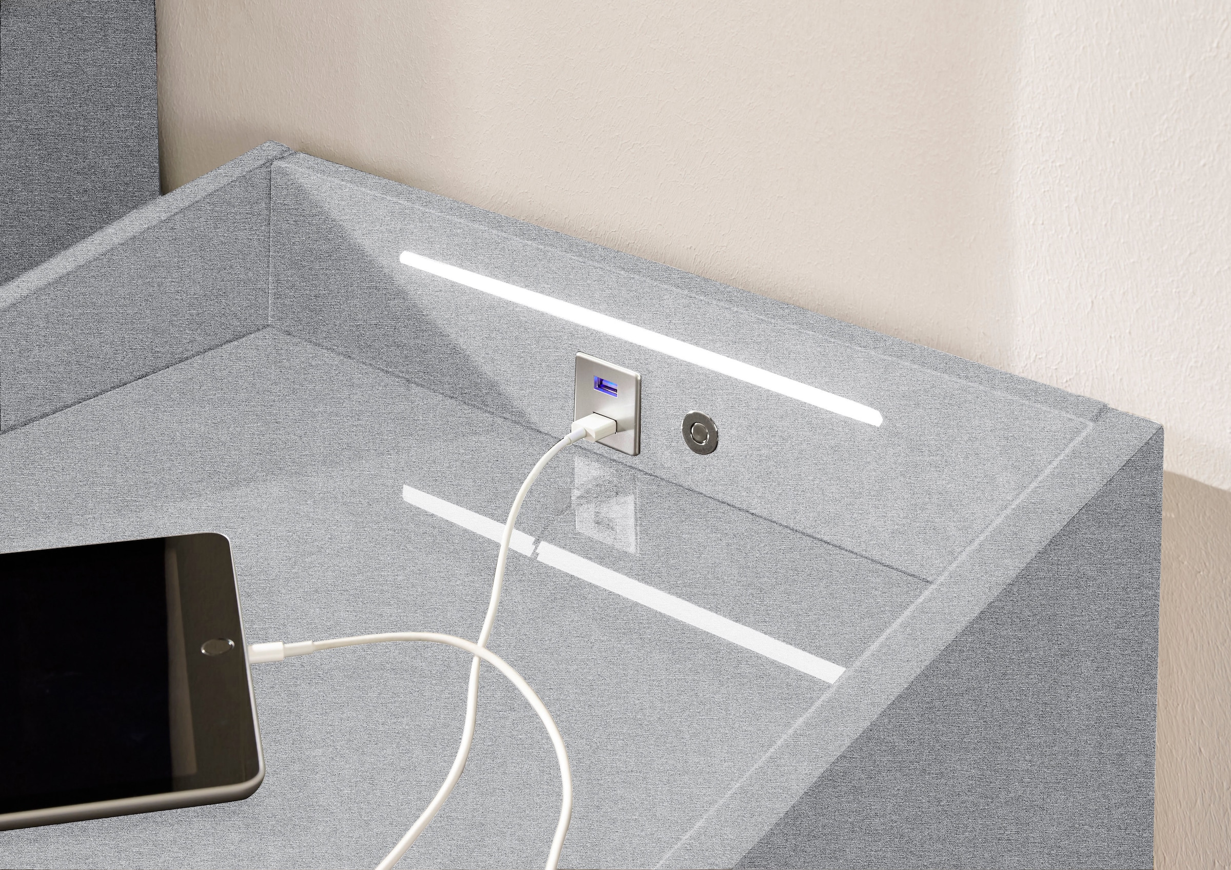 ED EXCITING DESIGN Nachtkonsole »Moon«, mit LED-Beleuchtung und USB-Anschluss & USB-C-Anschluss