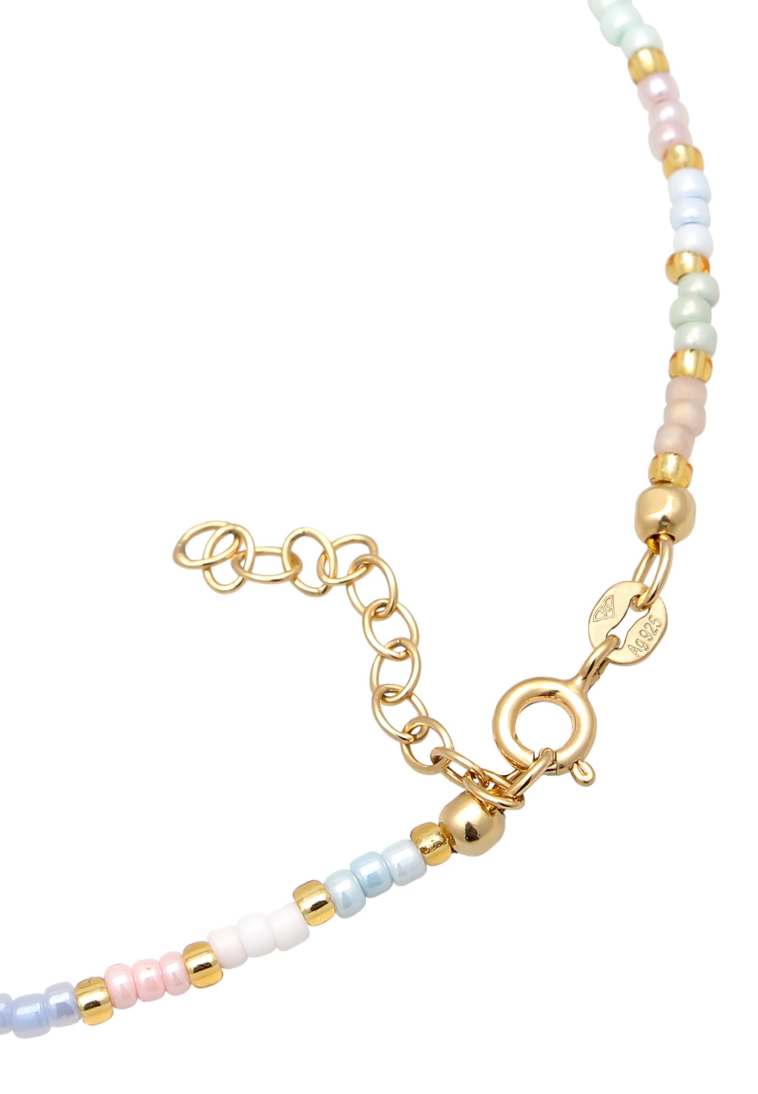 Elli Fußkette »Fußschmuck Glasperlen Pastell Sommeraccessoire 925 Sterling Silber«