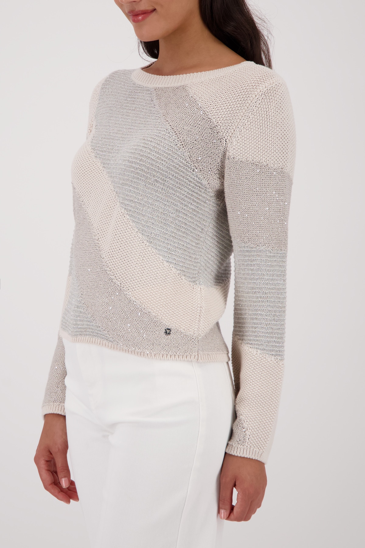 Monari Strickpullover »Pullover Materialmix« Regular fit mit Glanzdetails