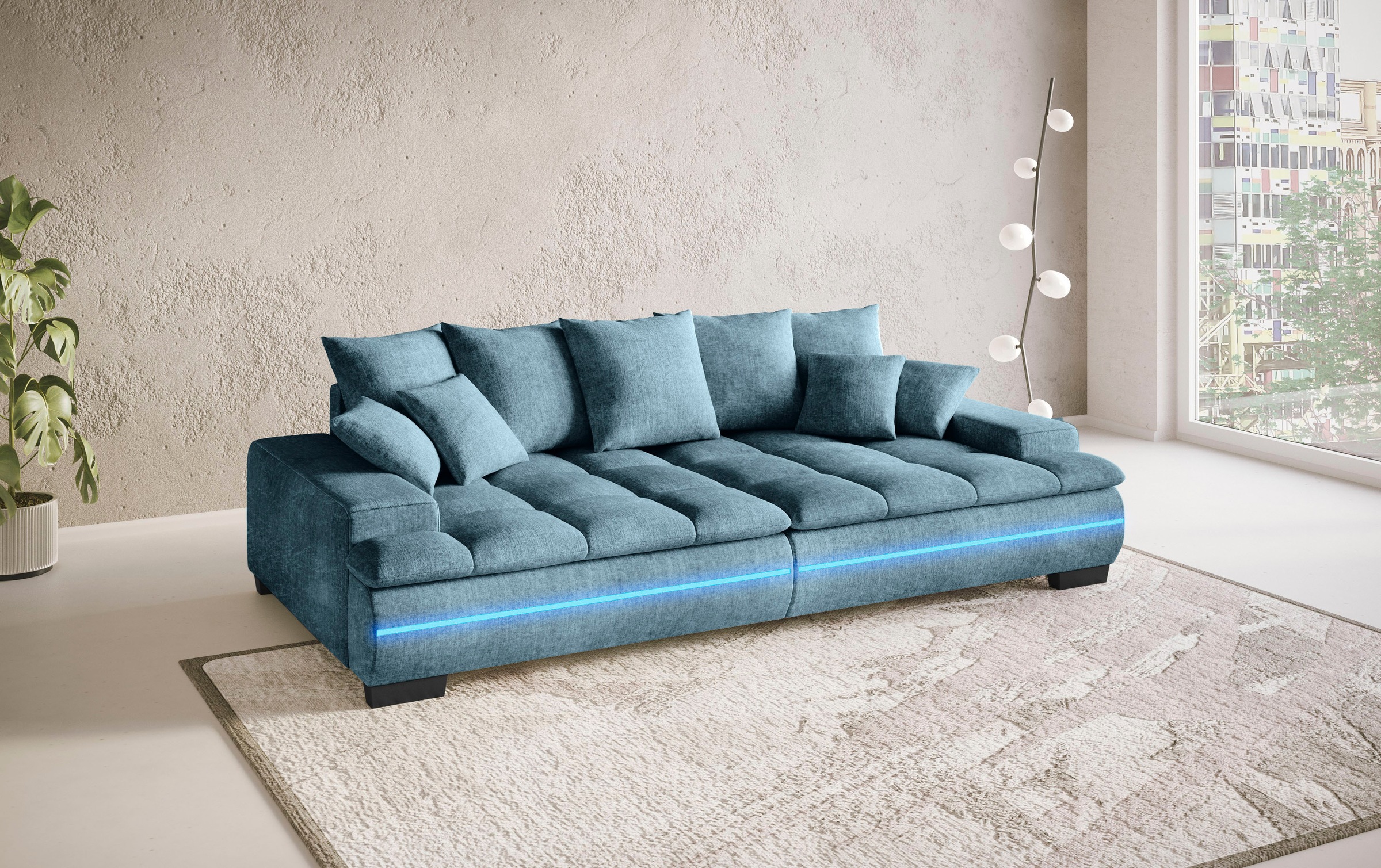 Mr. Couch Big-Sofa »Haiti II RGB-LED«, RGB-LED Beleuchtung, mit Handwerklich gearbeiteter Komfort-Steppung