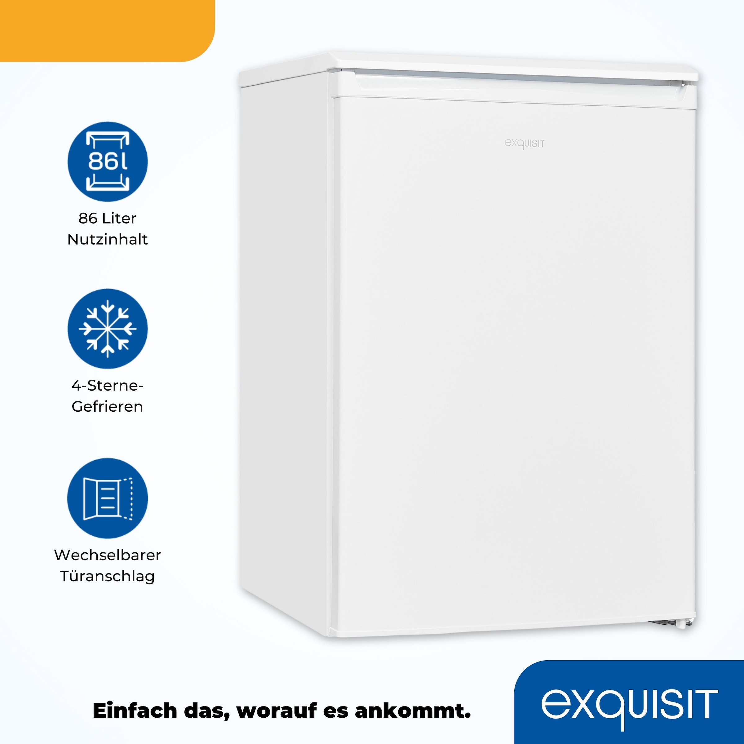 exquisit Gefrierschrank »GS80-030E weiss«, 84,5 cm hoch, 55,3 cm breit, Türanschlag wechselbar