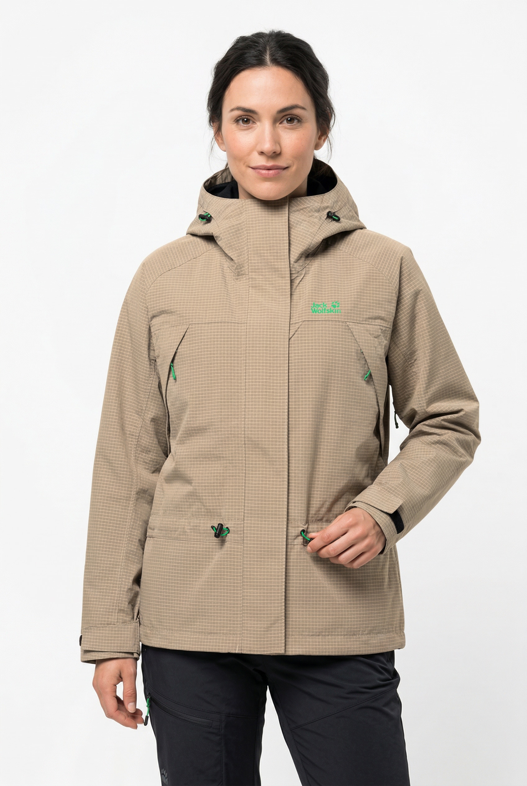 Jack Wolfskin Funktionsjacke »FIND THE WILD 2L JKT W« mit Kapuze wasserdicht, atmungsaktiv, Übergangsjacke, kontrastfarbige Details