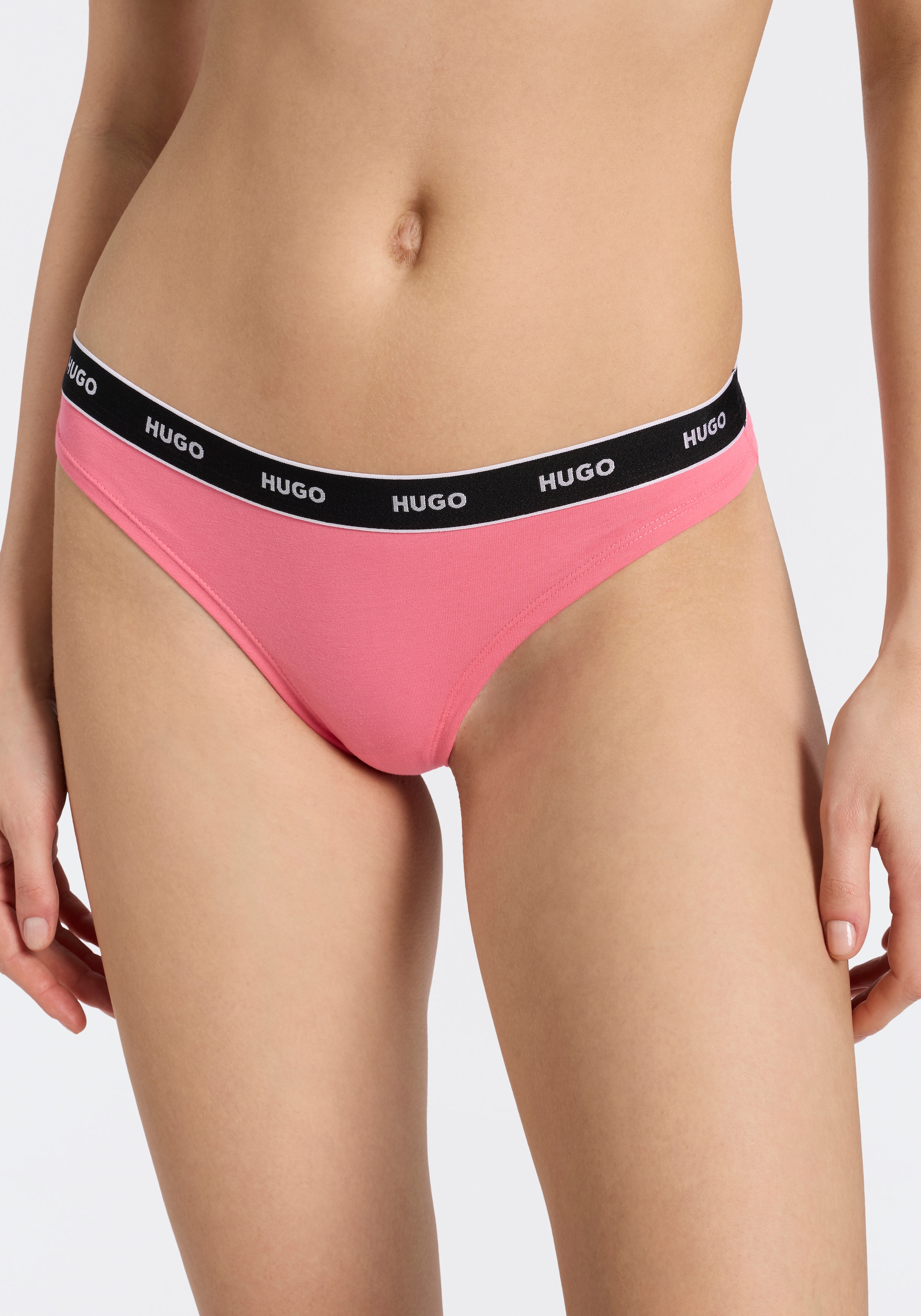 HUGO Underwear String »TRIPLET THONG STRIPE« elastischer Bund mit Logo, enganliegend