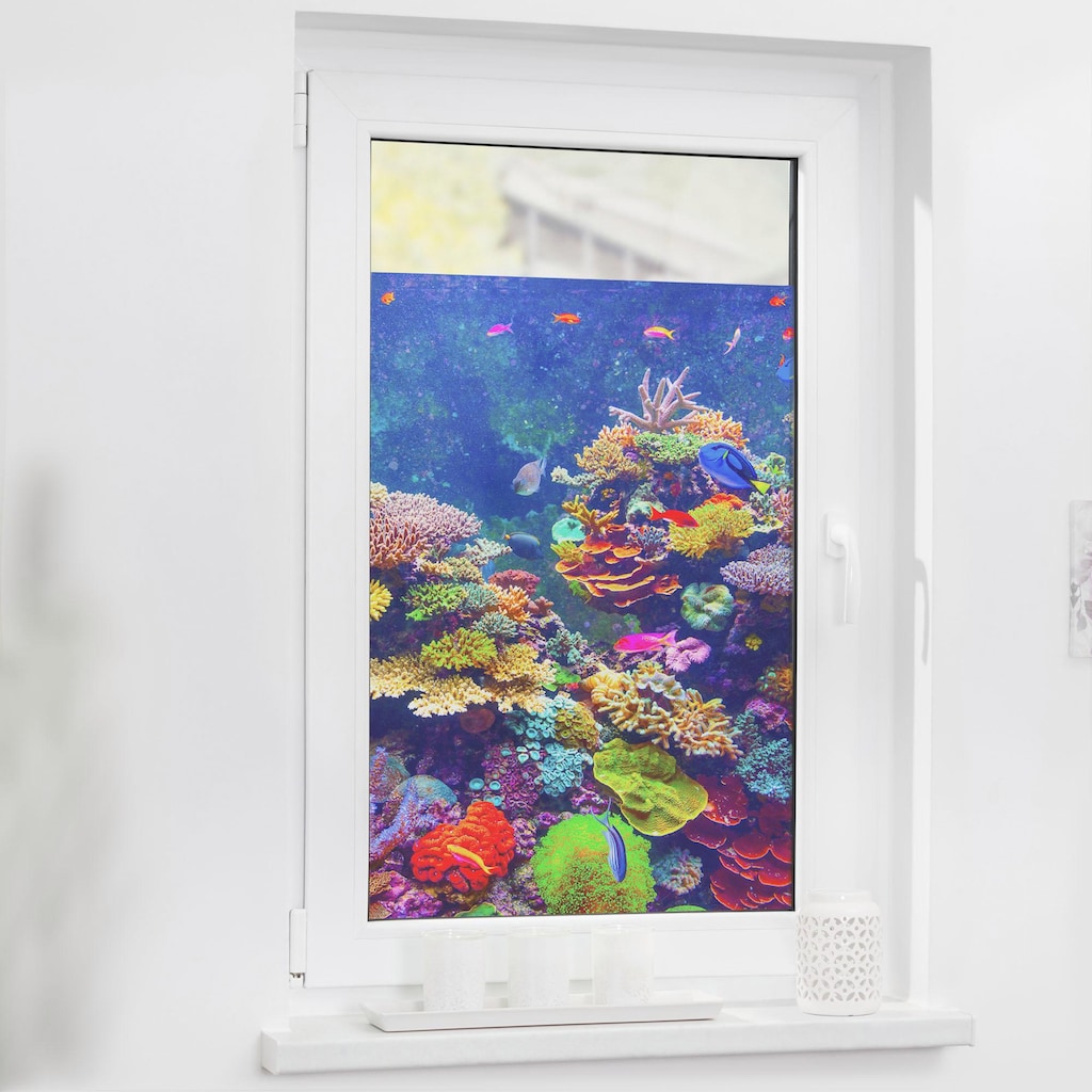 LICHTBLICK ORIGINAL Fensterfolie »Aquarium«, 1 St., blickdicht, strukturiertKlebepunkte, selbstklebend, Sichtschutz