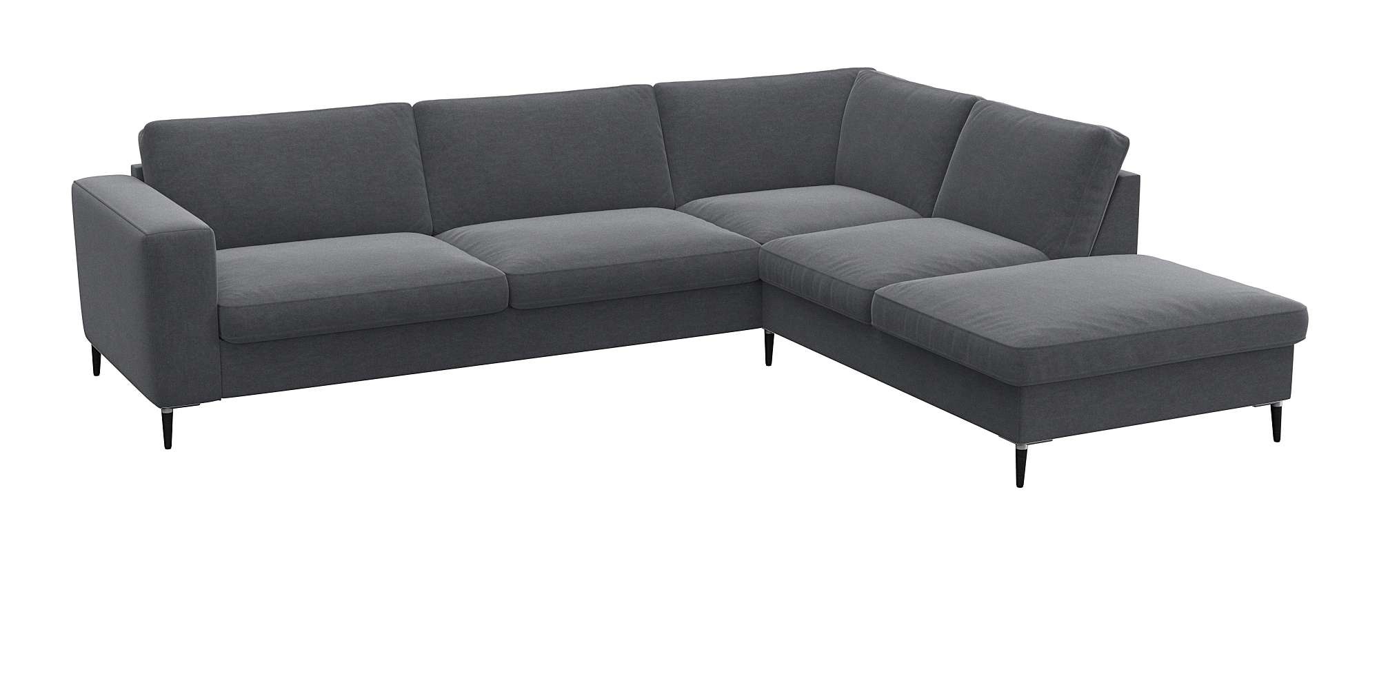 FLEXLUX Ecksofa »Fiore, super Sitzkomfort durch Kaltschaum im Sitz, L-Form«, breite Armlehnen, Füße Alu+schwarz