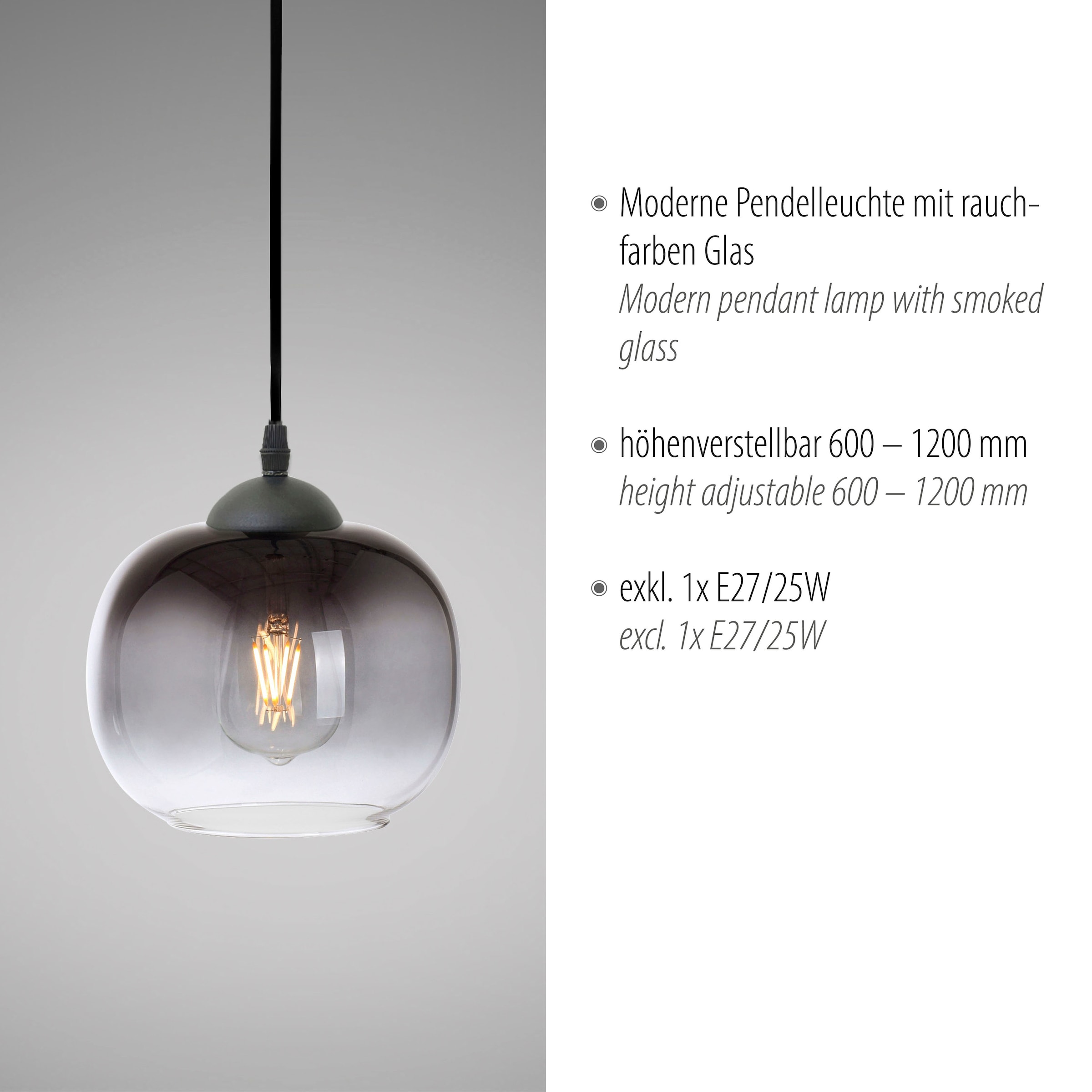 JUST LIGHT Pendelleuchte »ZEA«, 1 flammig, Leuchtmittel E27 | ohne Leuchtmittel