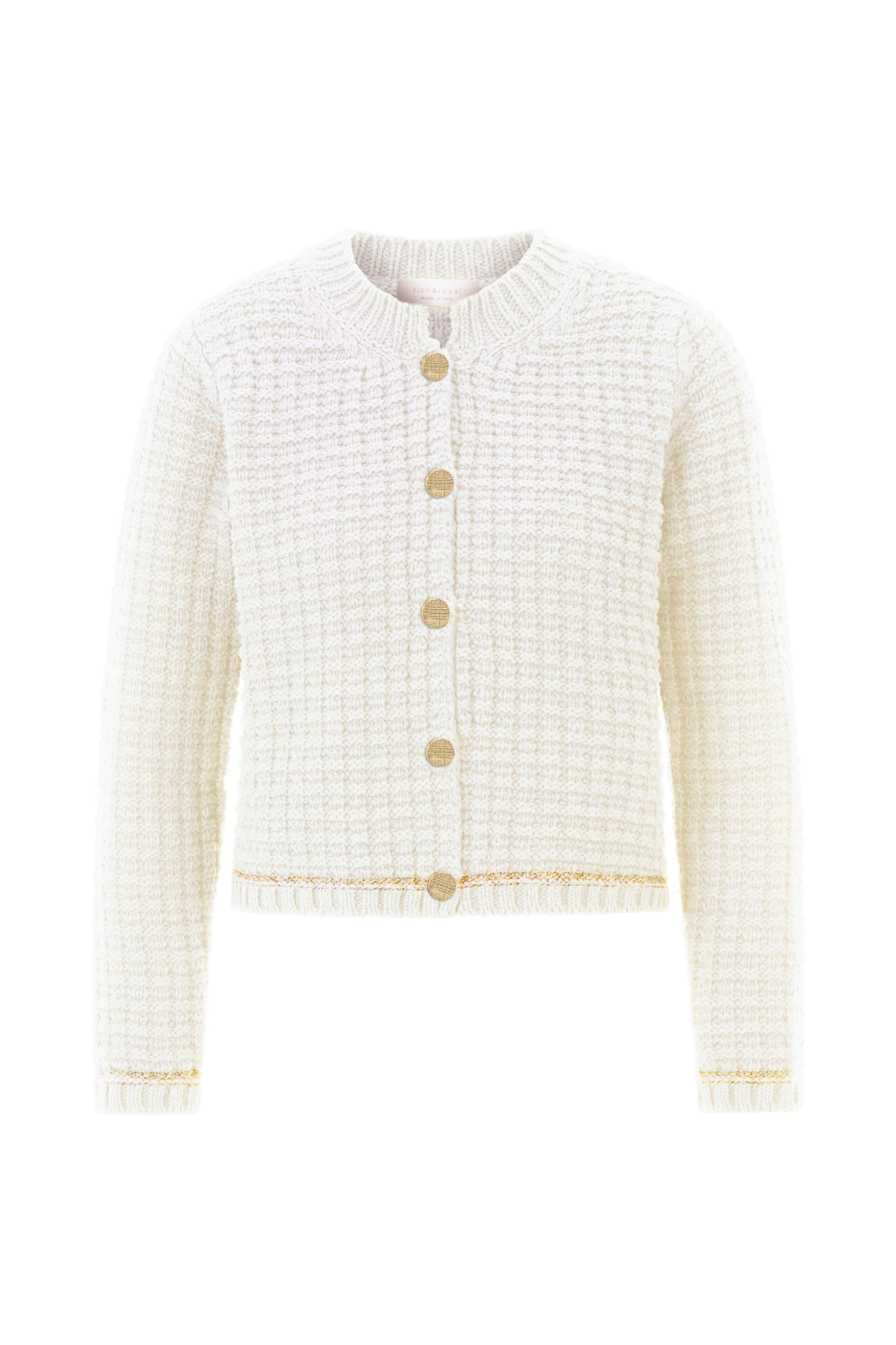 RICHROYAL Strickjacke, Mit goldenem Effektgarn an Saum und Ärmeln