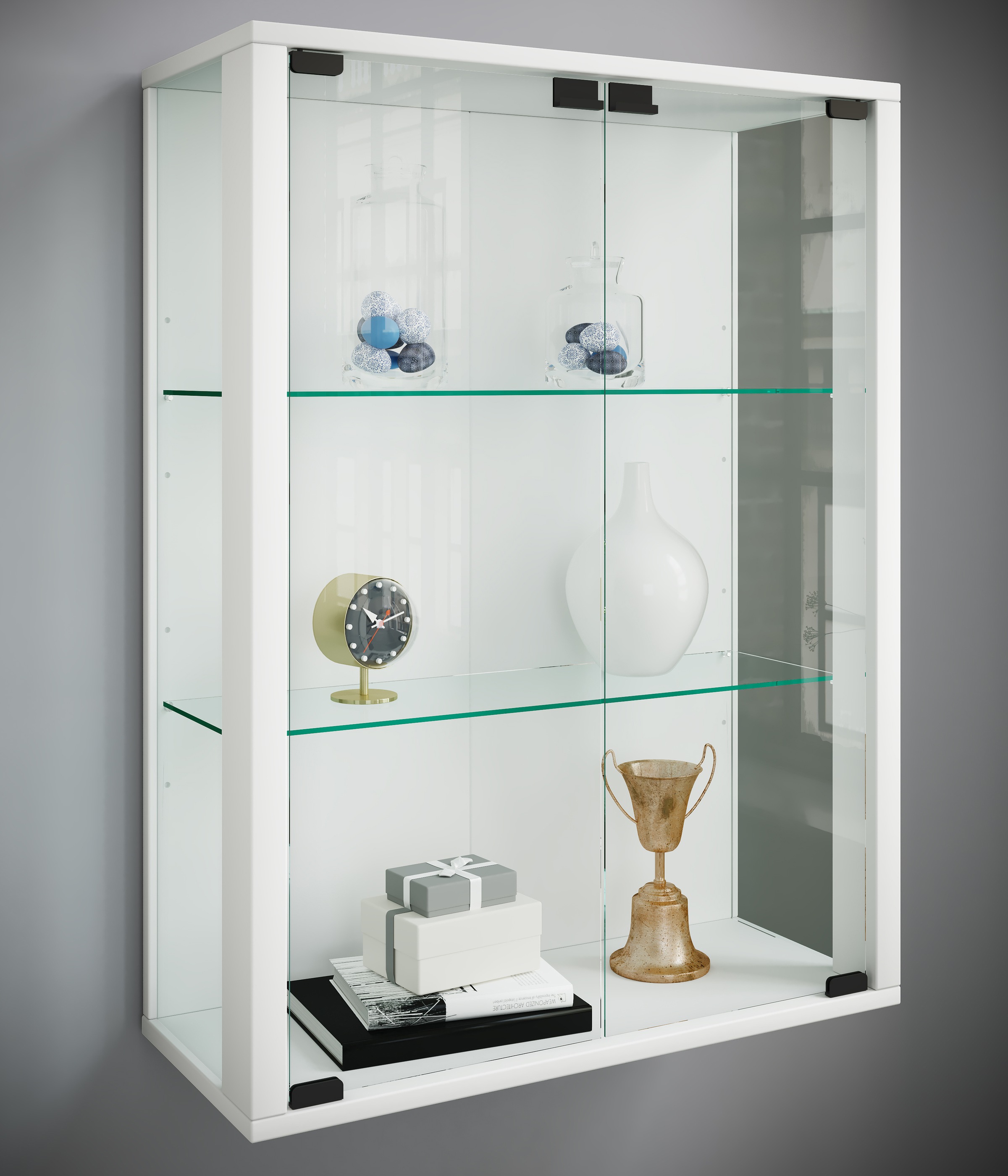 VCM Wandregal »Wandvitrine Hängevitrine Glasvitrine Glas Udina«