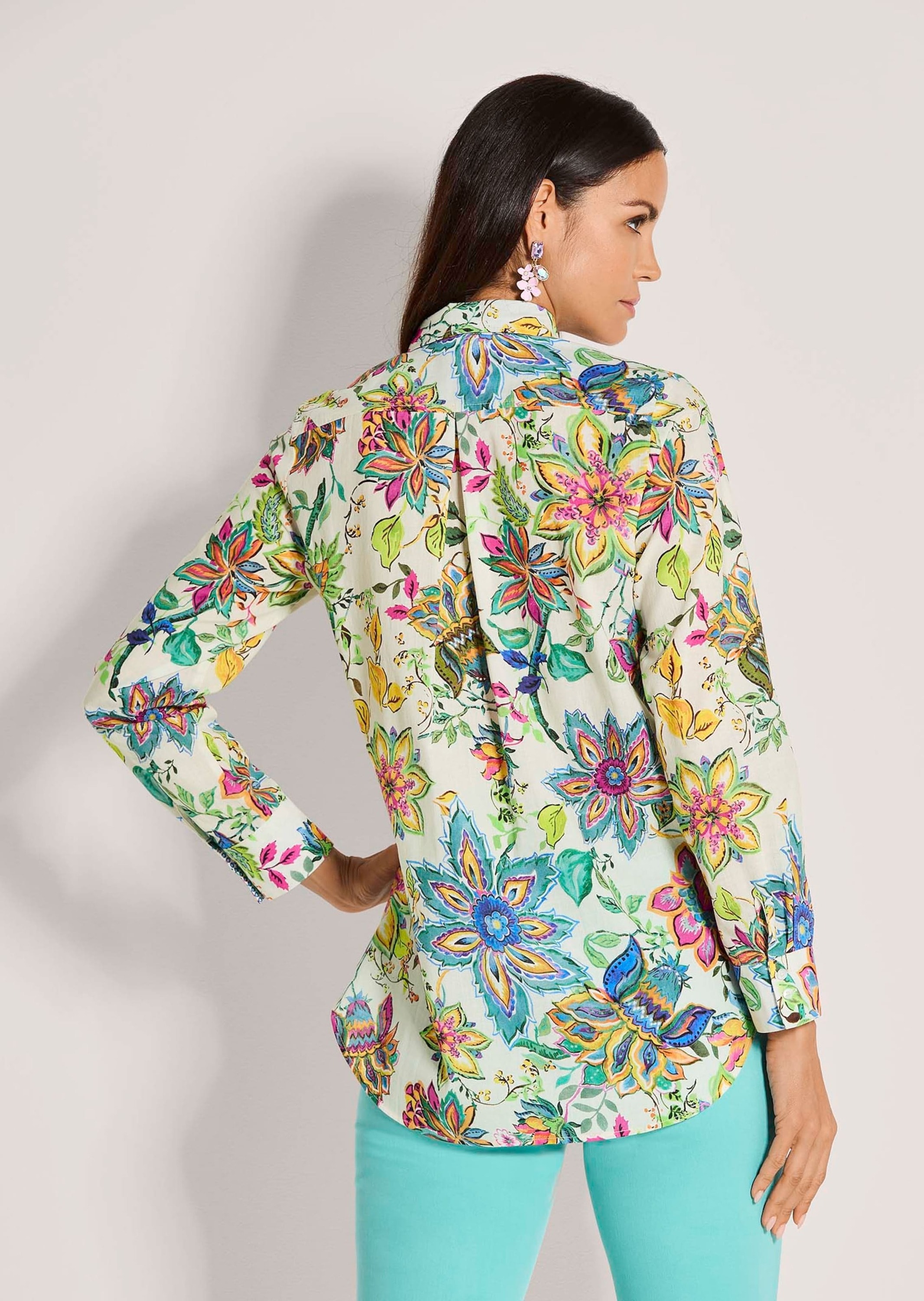 MADELEINE Langarmbluse »Hemdbluse Sommerbluse mit floralem Muster« Unikatprint