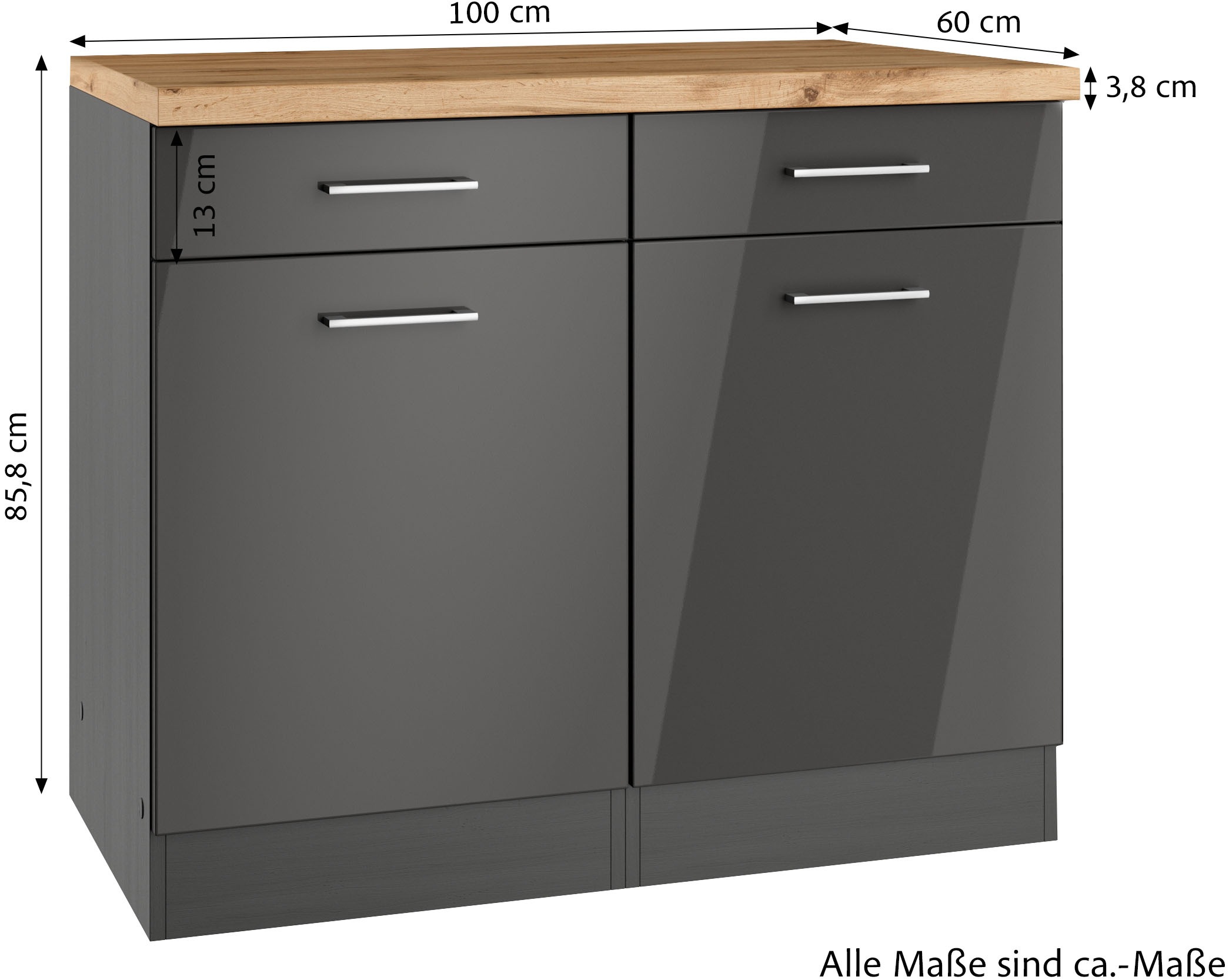 KOCHSTATION Unterschrank »KS-Milan«, HELD Möbel, Unterschrank 100 cm, matte oder hochglänzende Fronten