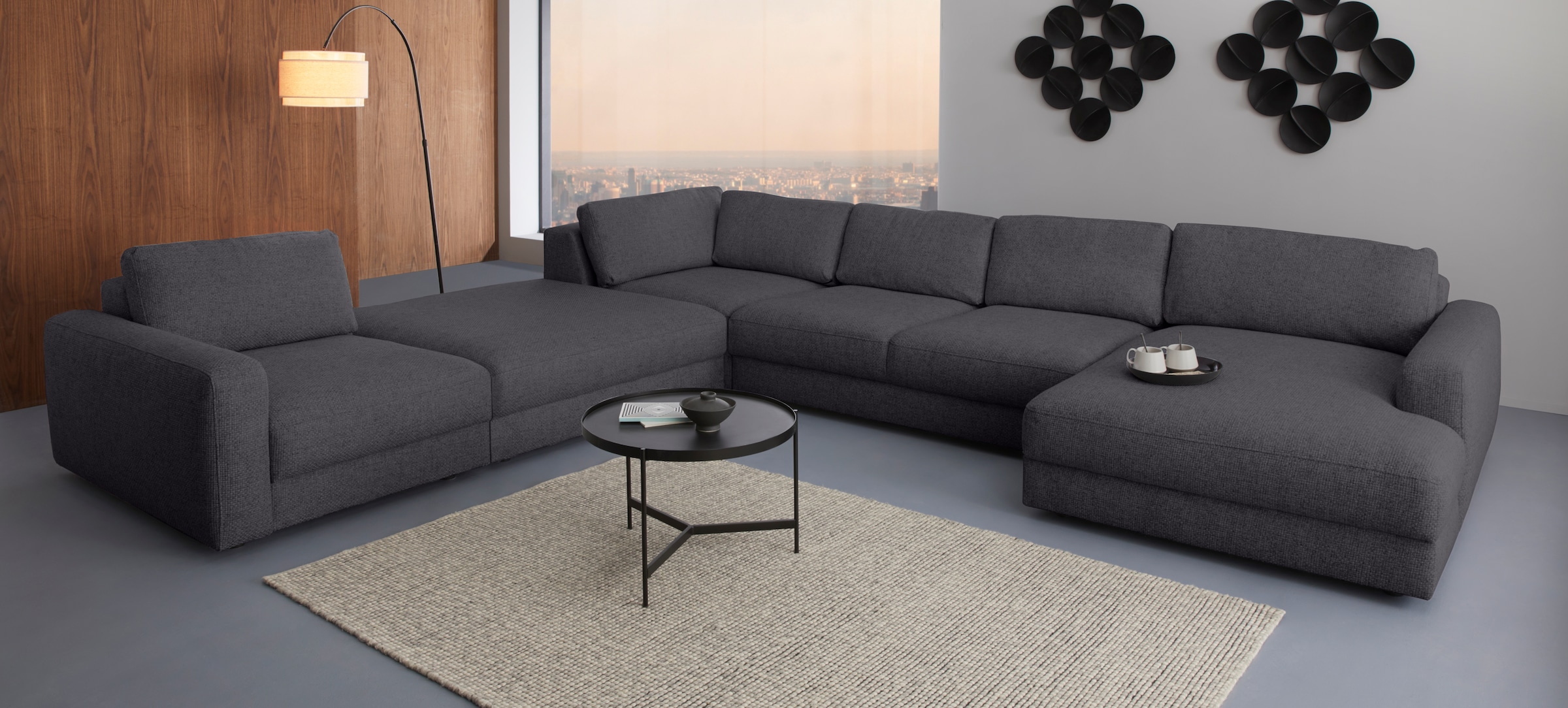 Places of Style Wohnlandschaft »Bloomfield, U-Form«, mit extra tiefer Sitzfläche, wahlweise mit Sitztiefenverstellung