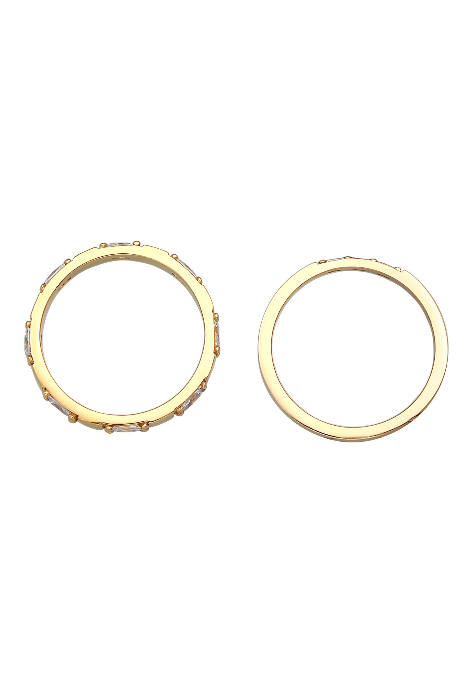 Elli Ring-Set »Ring Zirkonia Rechteck Bandring 2er Set 925 Silber«