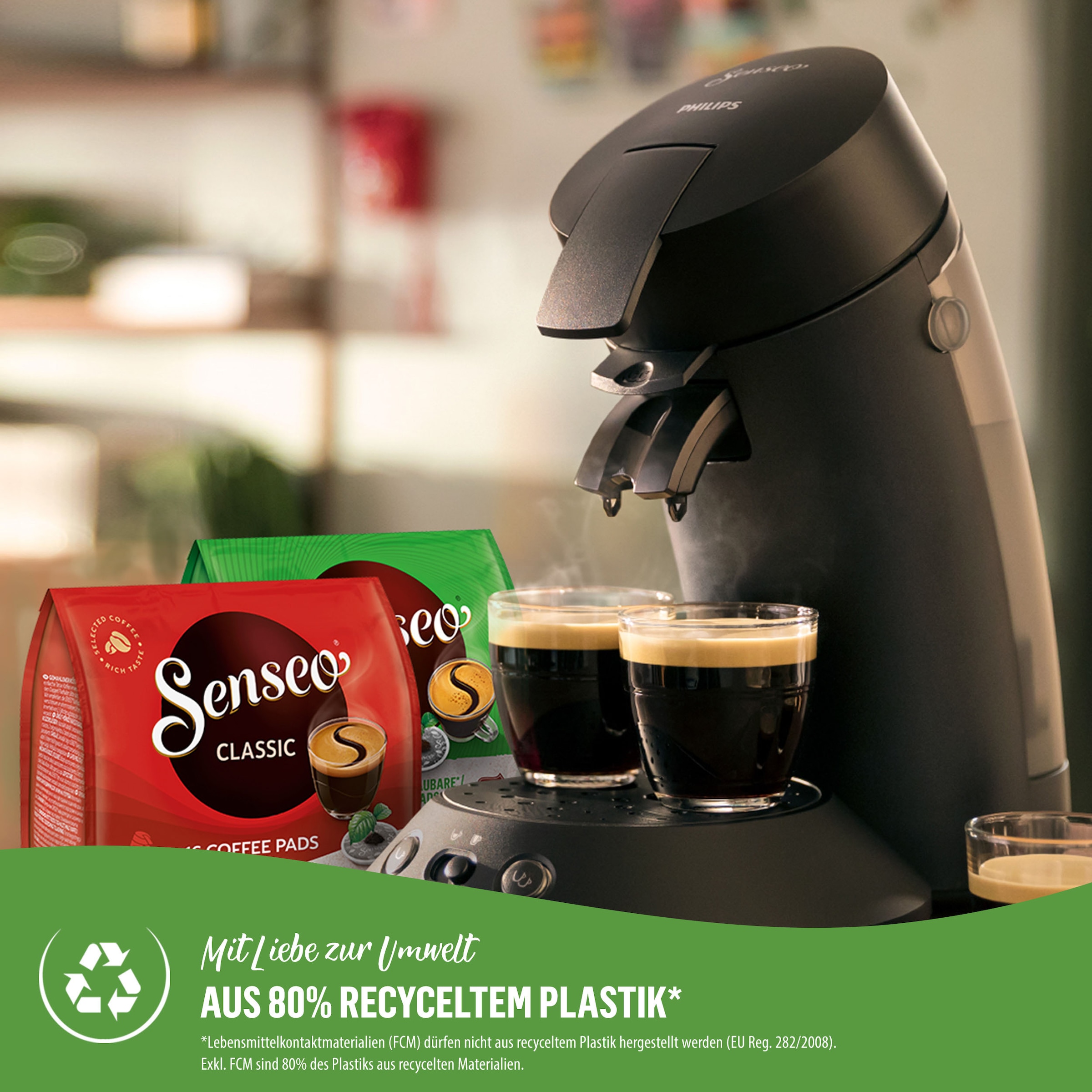 bei Eco Senseo Plus max.33 aus recyceltem 80% 100 OTTO Plastik*«, Senseo zurückerhalten bis kaufen Kaffeepadmaschine »Original € jetzt Philips und Pads CSA210/22,