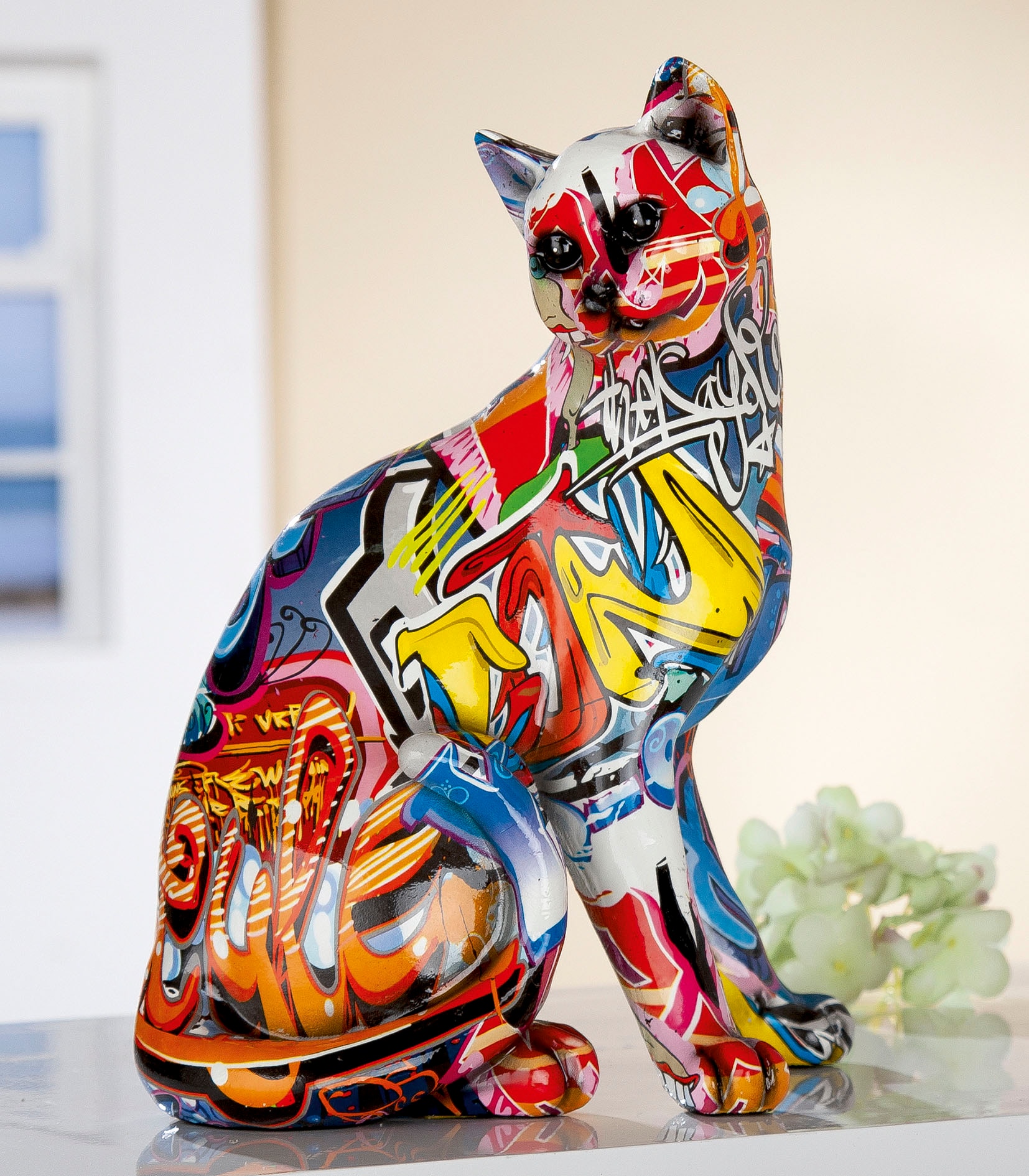 GILDE Dekofigur »Figur Pop Art Katze«, (1 St.), Dekoobjekt, Tierfigur, Höhe  29 cm, Wohnzimmer bestellen online bei OTTO