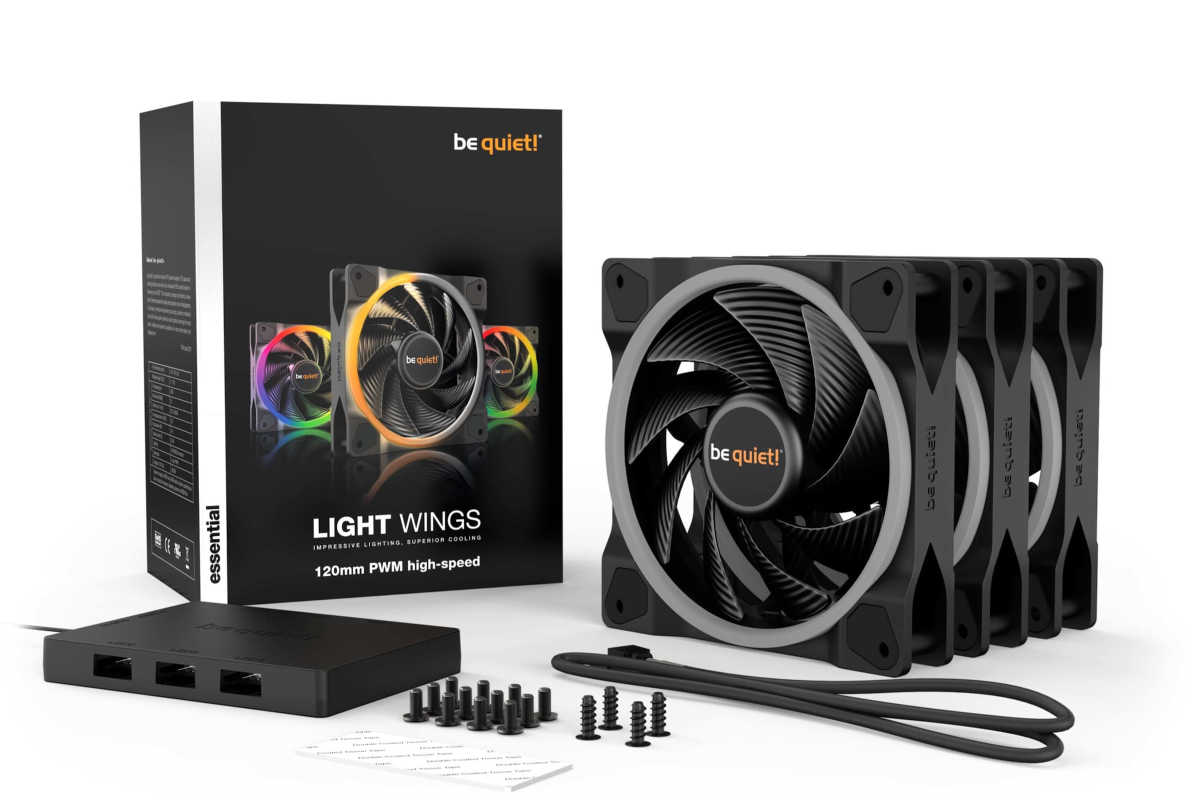 be quiet! Gehäuselüfter »Light Wings 120mm PWM high-speed Triple-Pack«, (Packung, 3 St.)