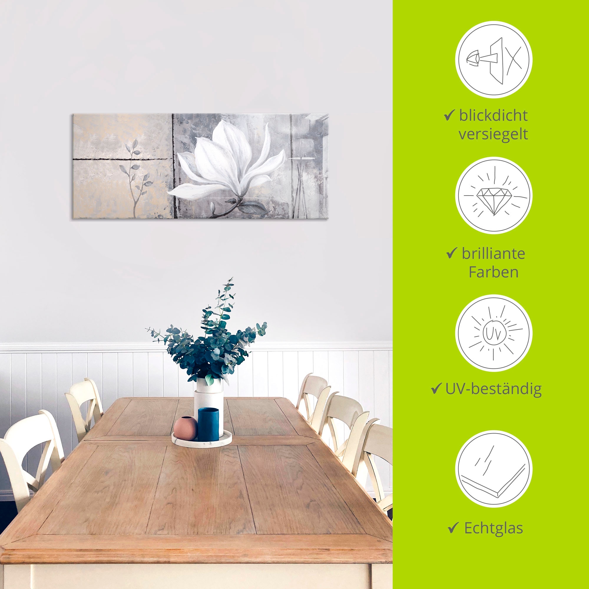 Artland Glasbild »Klassische Magnolie«, Blumen, (1 St.), in verschiedenen Größen