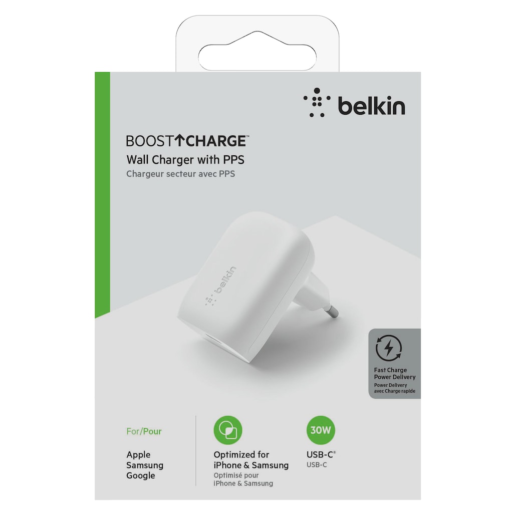 Belkin USB-Ladegerät »BoostCharge 30 Watt USB-C Ladegerät mit Power Delivery 3.0«