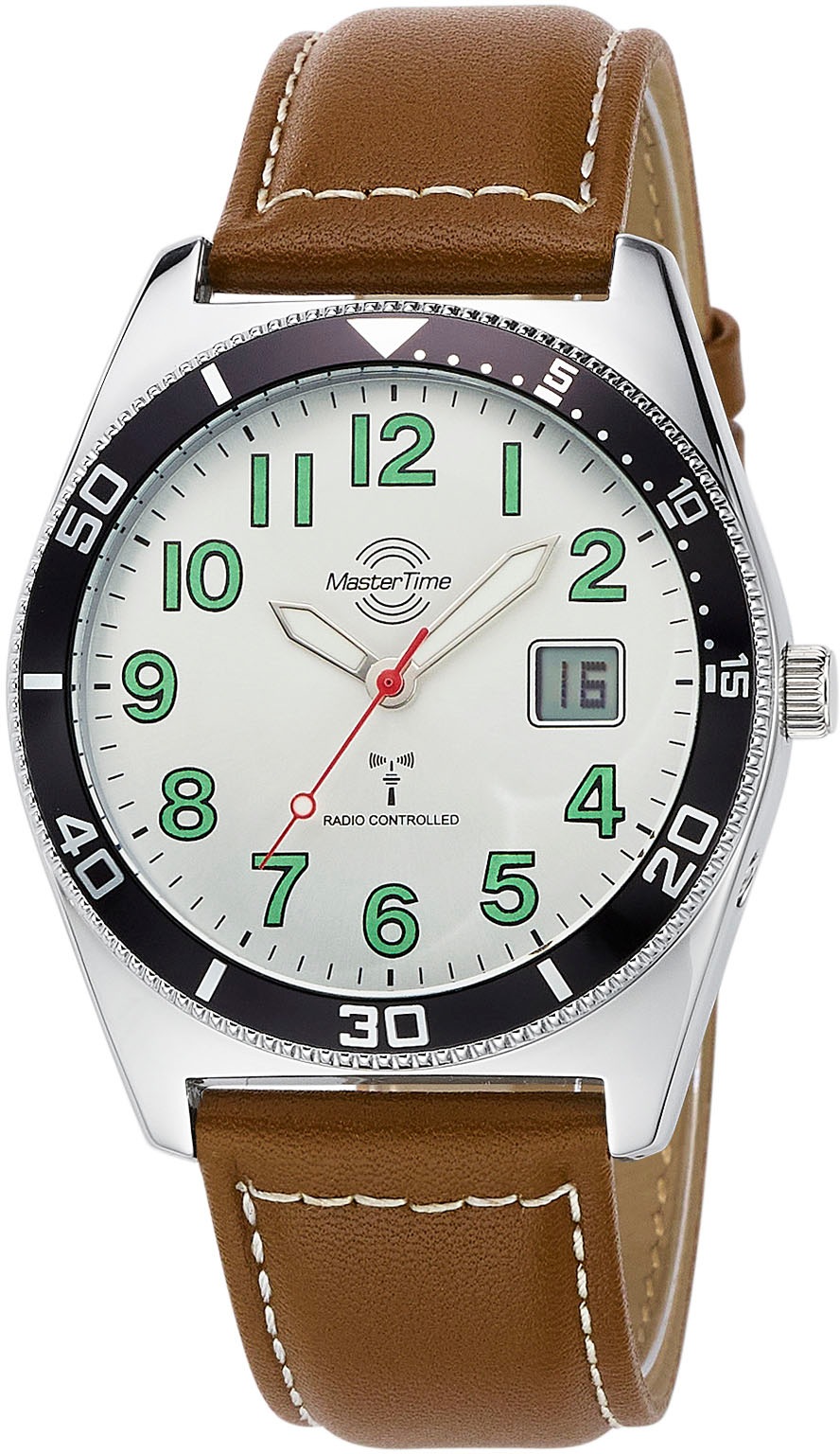MASTER TIME Funkuhr »Super Power Sporty, MTGA-10856-41L«, Armbanduhr, Quarzuhr, Herrenuhr, Datum, Leuchtzeiger