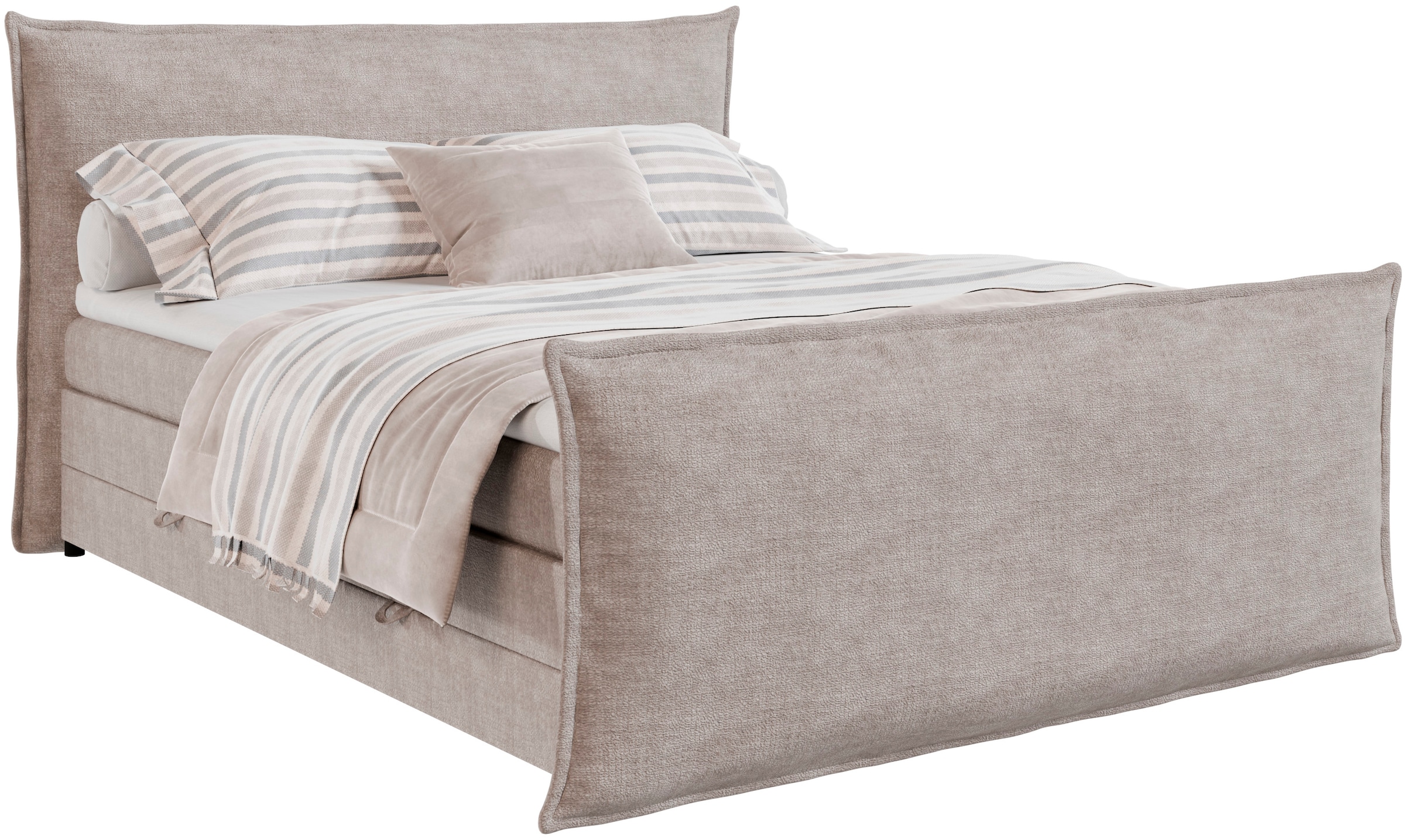 FORTE Boxspringbett »Harmonie inkl. Bettkasten und Topper, Kopf- und Fußteil in Kissenoptik« in den Breiten 140cm, 160cm und 180cm erhältlich
