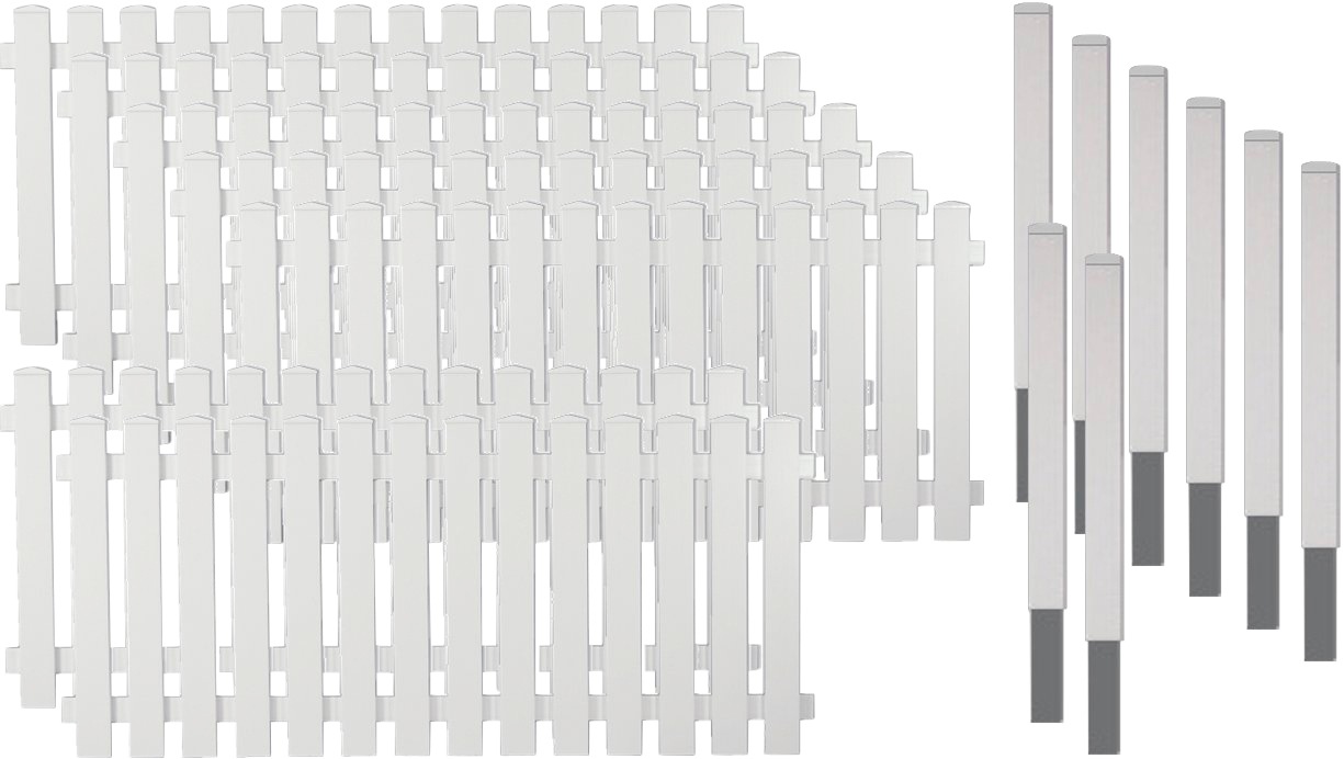 Tetzner & Jentzsch Gartenzaun »Lexington 5«, Kunststoff, 80 cm hoch, 7 Elemente für 13,32 m, mit 8 Alu-Pfosten