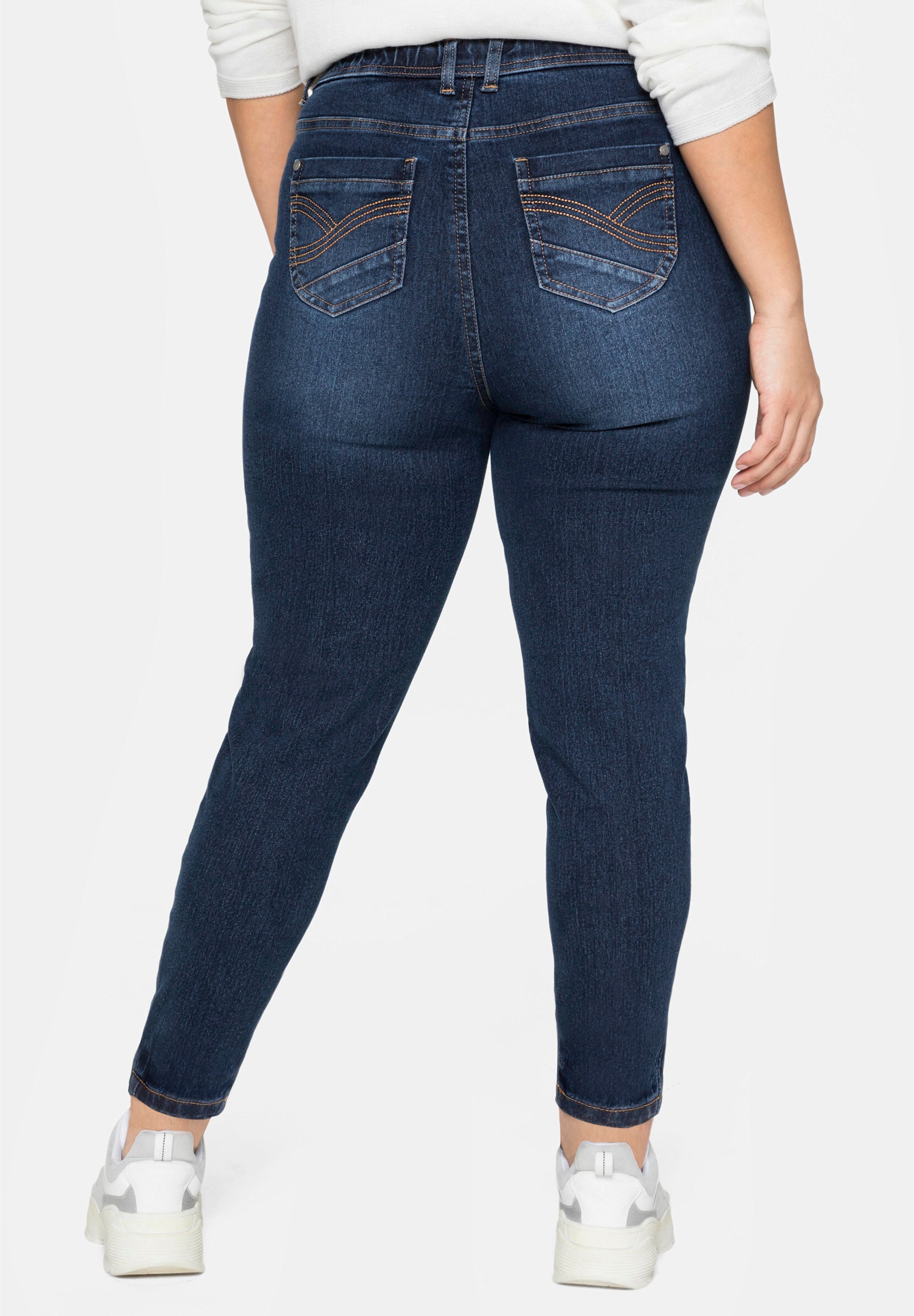 Sheego Jeansleggings »Stretch-Jeans Jeggings mit Gürtelschlaufen« mit Gummibund und Gürtelschlaufen