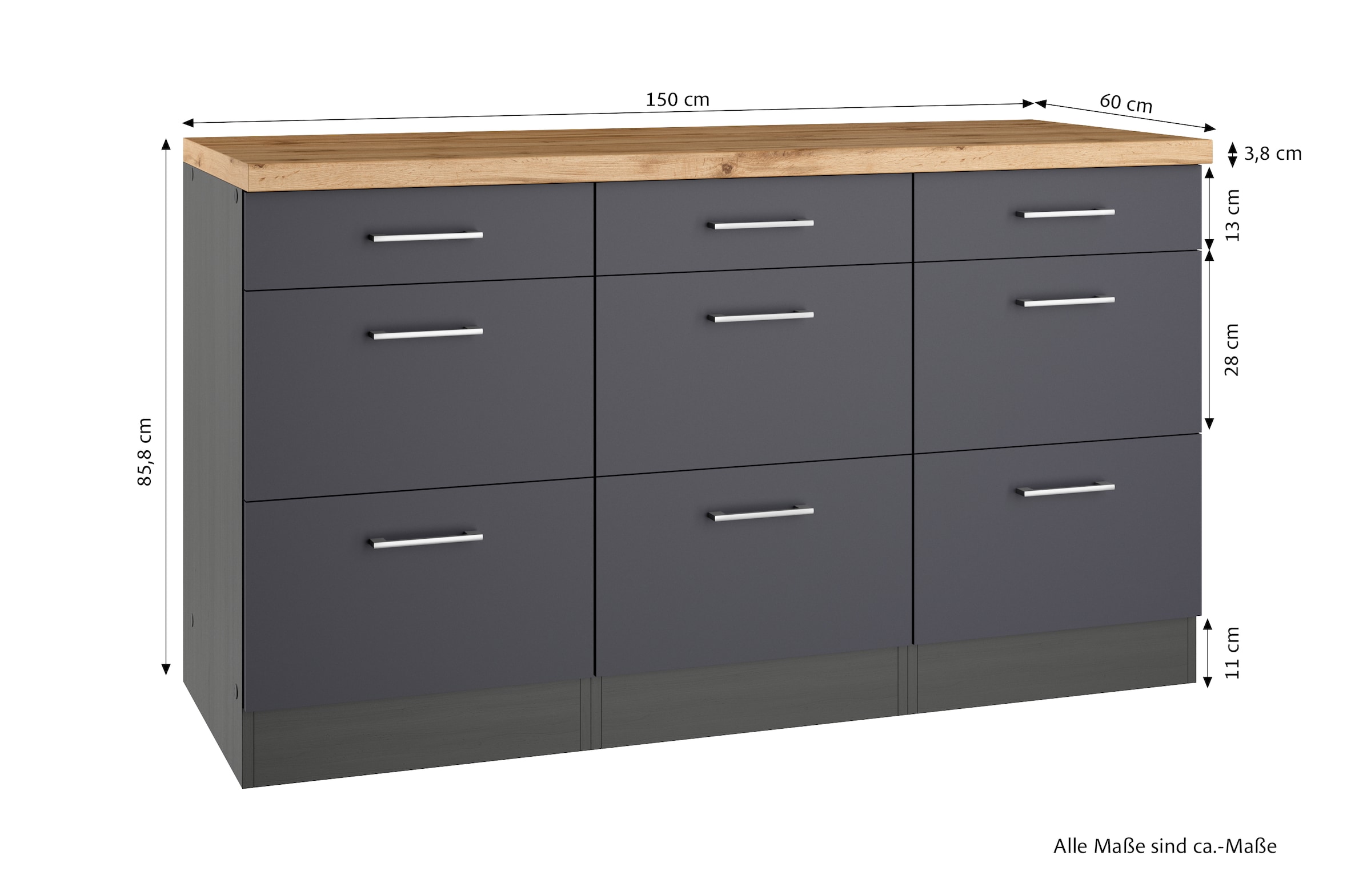 KOCHSTATION Unterschrank »KS-Milan« Auszugschrank 150 cm, matte oder hochglänzende Fronten