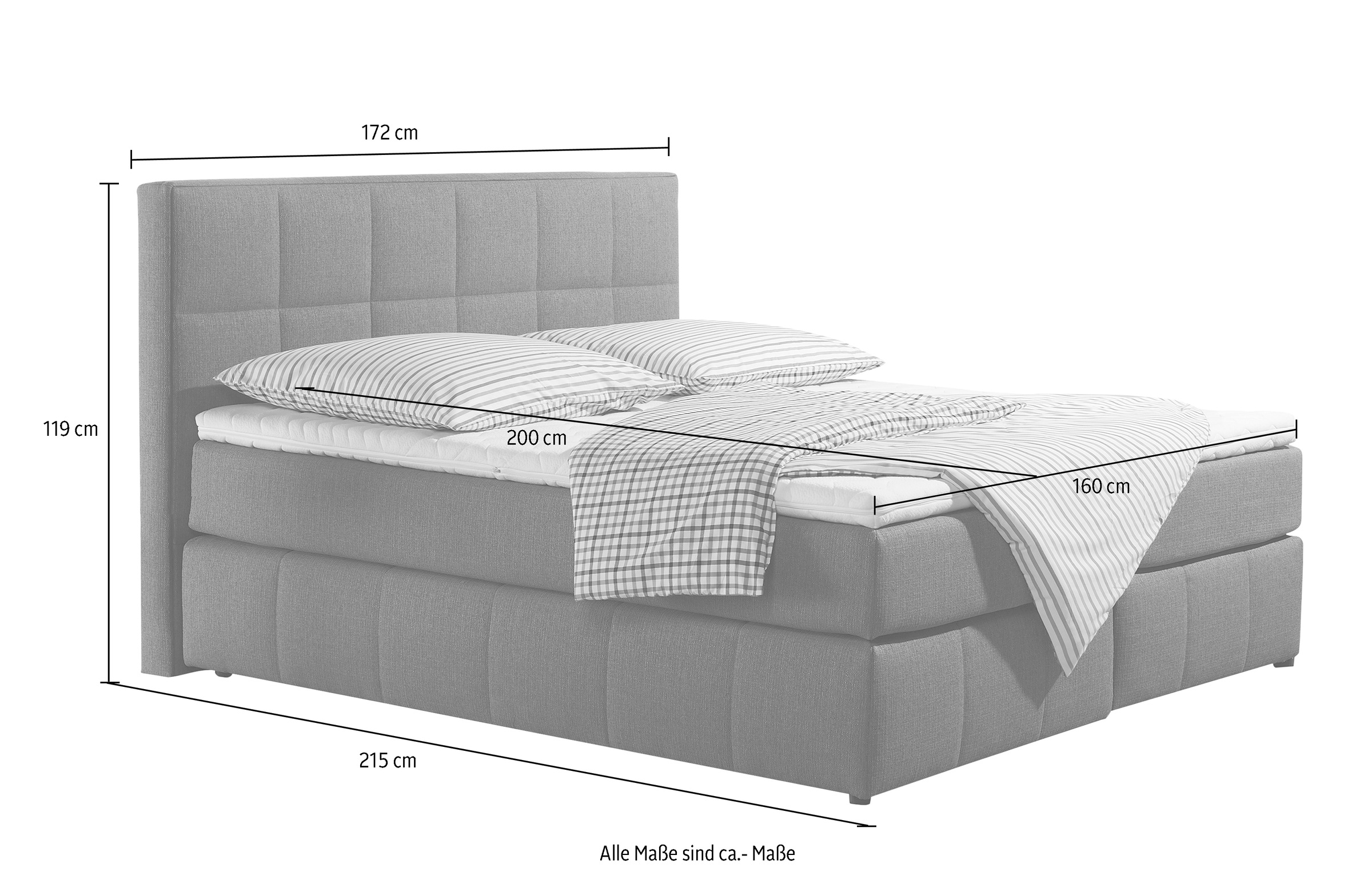 INOSIGN Boxspringbett »Casano«, mit feiner Steppung, in 3 Matratzenarten, 2 Härtegraden und 5 Farben