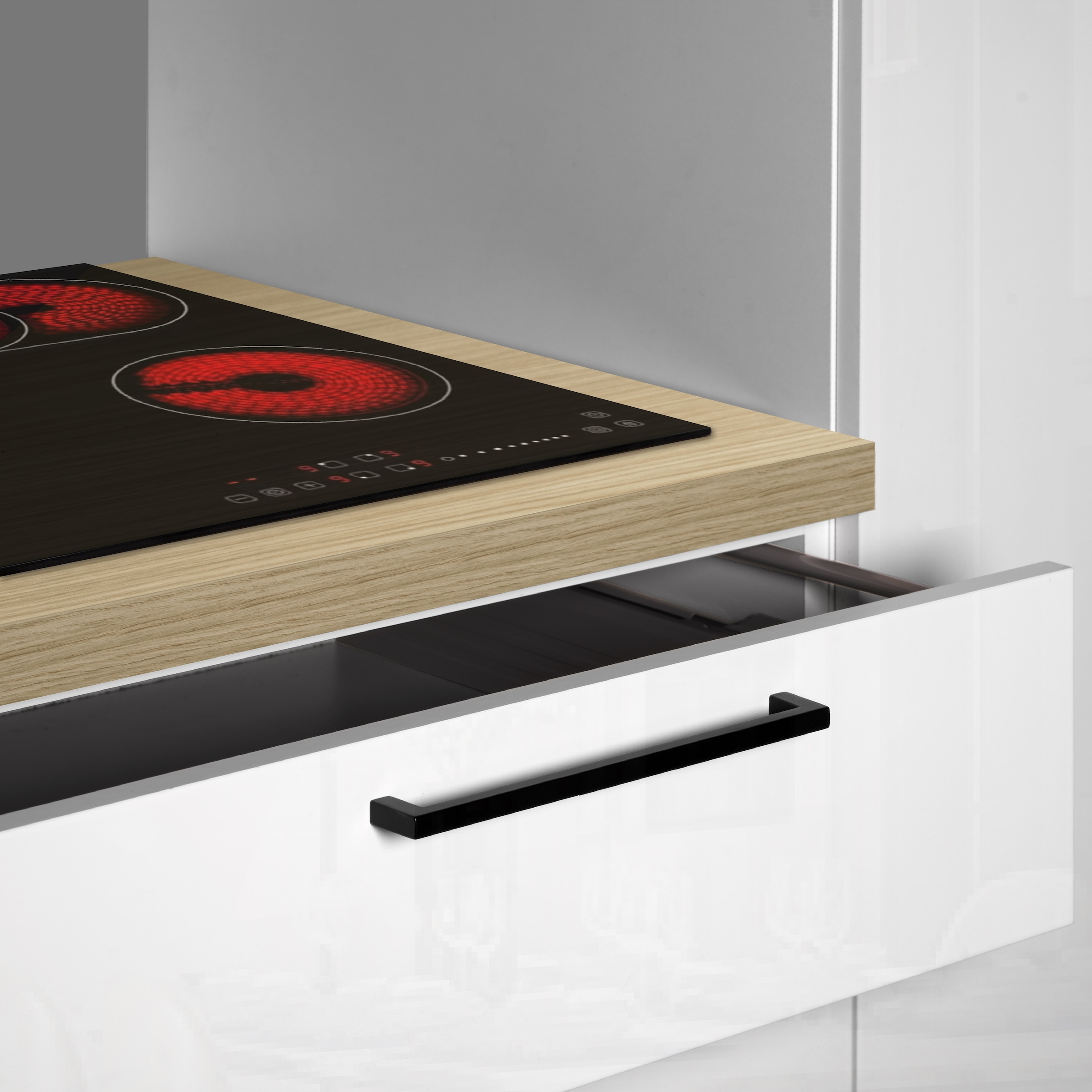 KOCHSTATION Küchenzeile »Luna, Einbauküche, Zeilenküche, mit Soft-Close Funktion, Made in Italy« Breite 300 cm ohne E-Geräte, mit Spüle+Siphon und Aufsatz