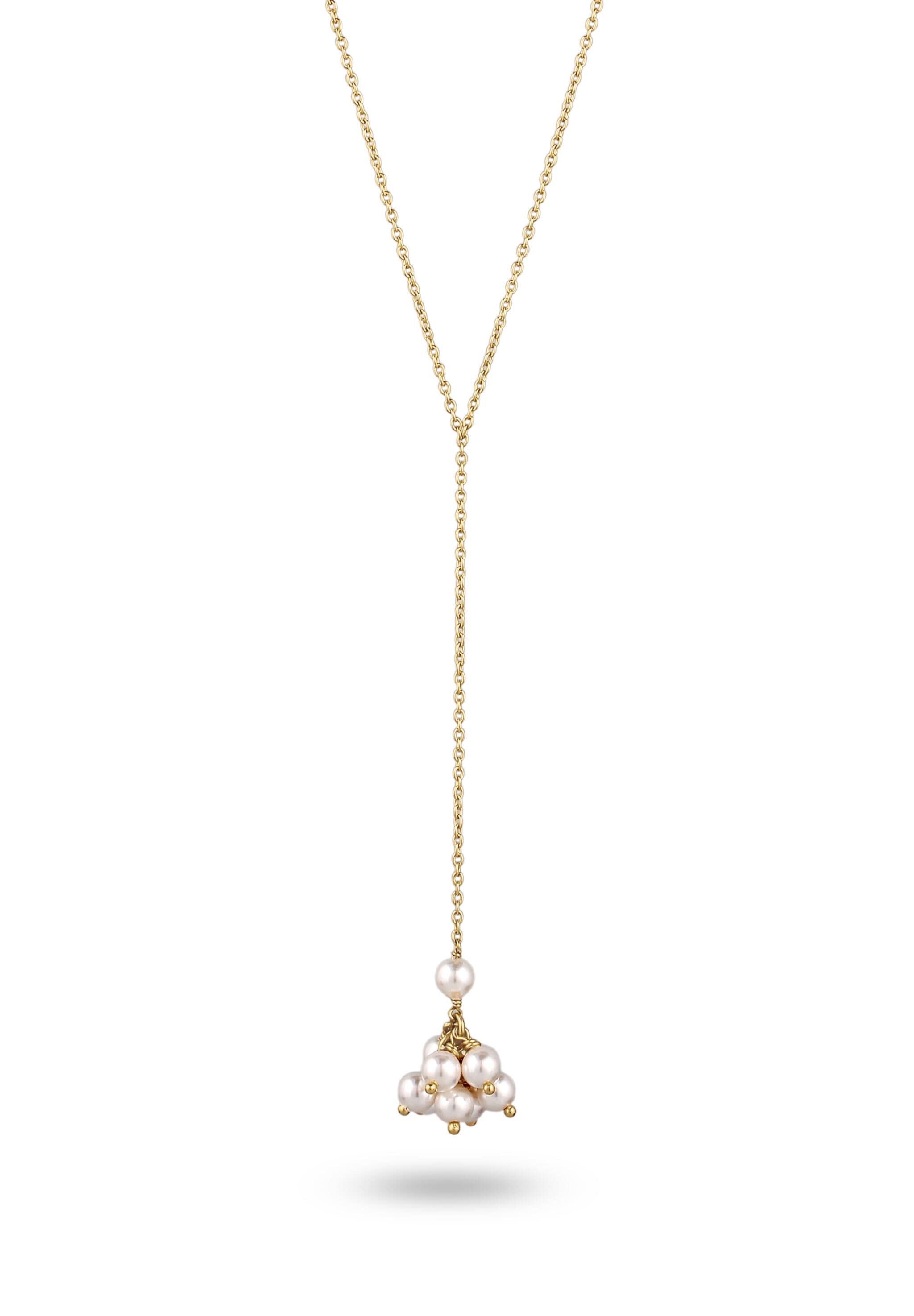 Elli Y-Kette »Halskette Y-Kette mit Perlen von Swarovski(R) Weiß 925 Sterling Silber vergoldet«