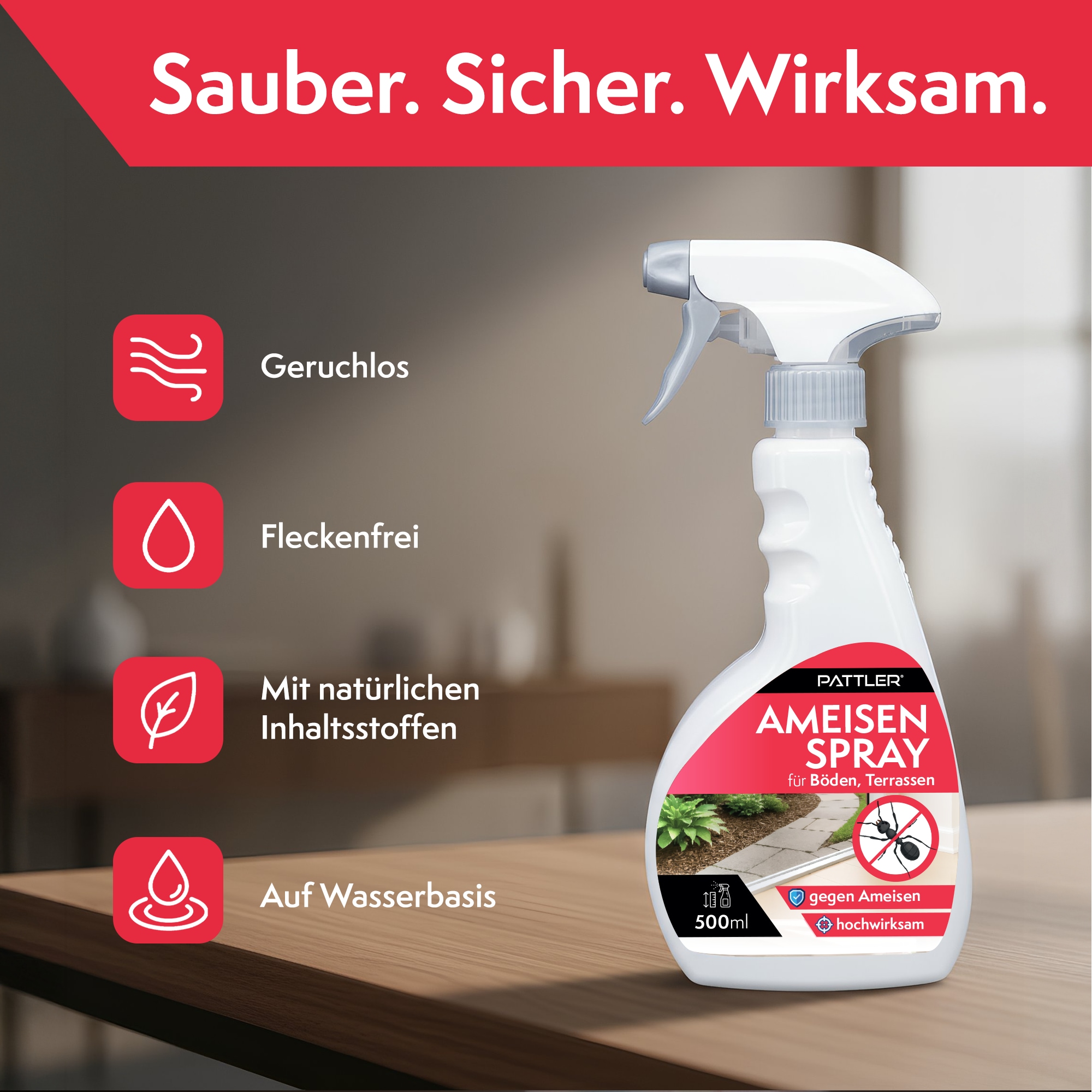 Pattler Vergrämungsmittel »Ameisenspray für Haus & Garten« 500 ml