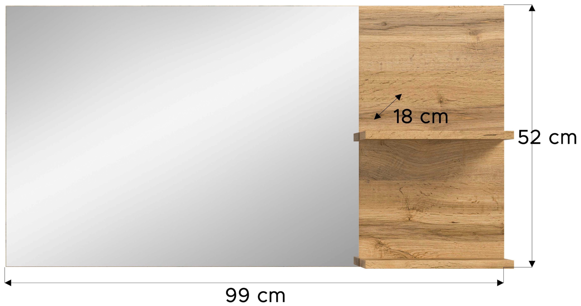 OTTO home Spiegel »MAMBO II, Breite 99cm, 2 Ablageböden, große Spiegelfläche« Garderobenspiegel, Flur, Diele, Spiegel mit Ablage, Spiegelpaneel