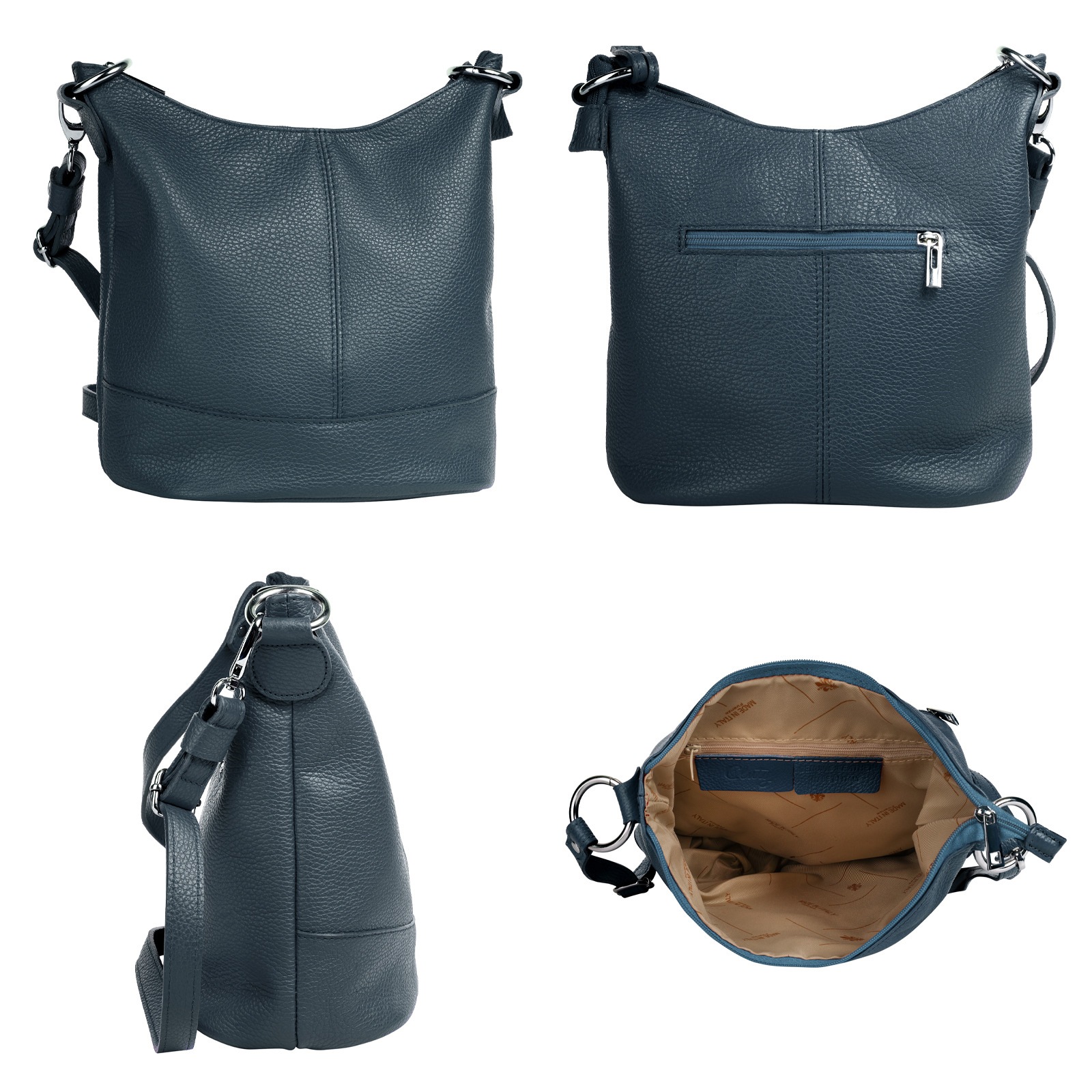 Cluty Umhängetasche, echt Leder, Made in Italy