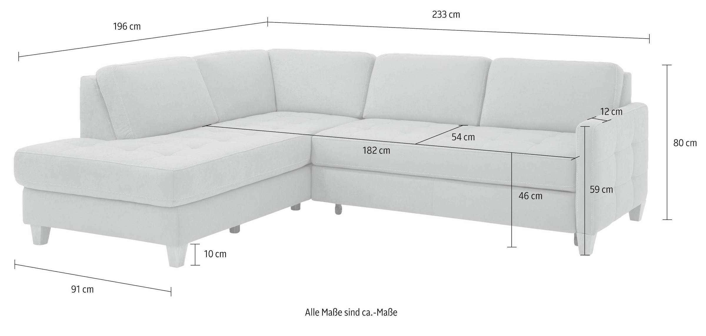 Home affaire Ecksofa »Earl L-Form«, wahlweise auch mit Bettfunktion oder Bettfunktion mit Bettkasten