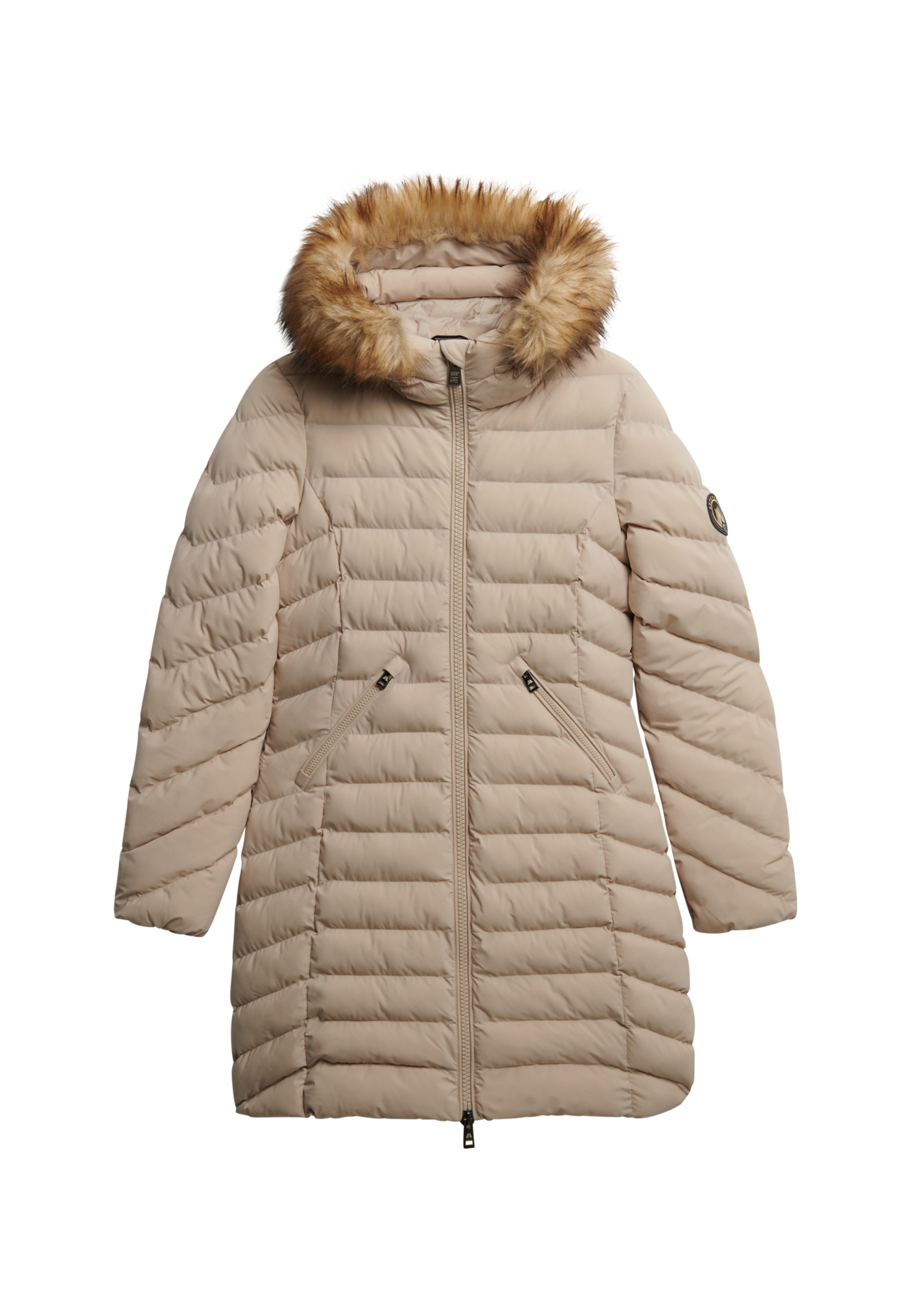 Superdry Steppjacke »FUJI FAUX FUR HOOD MID LENGTH« mit Kapuze