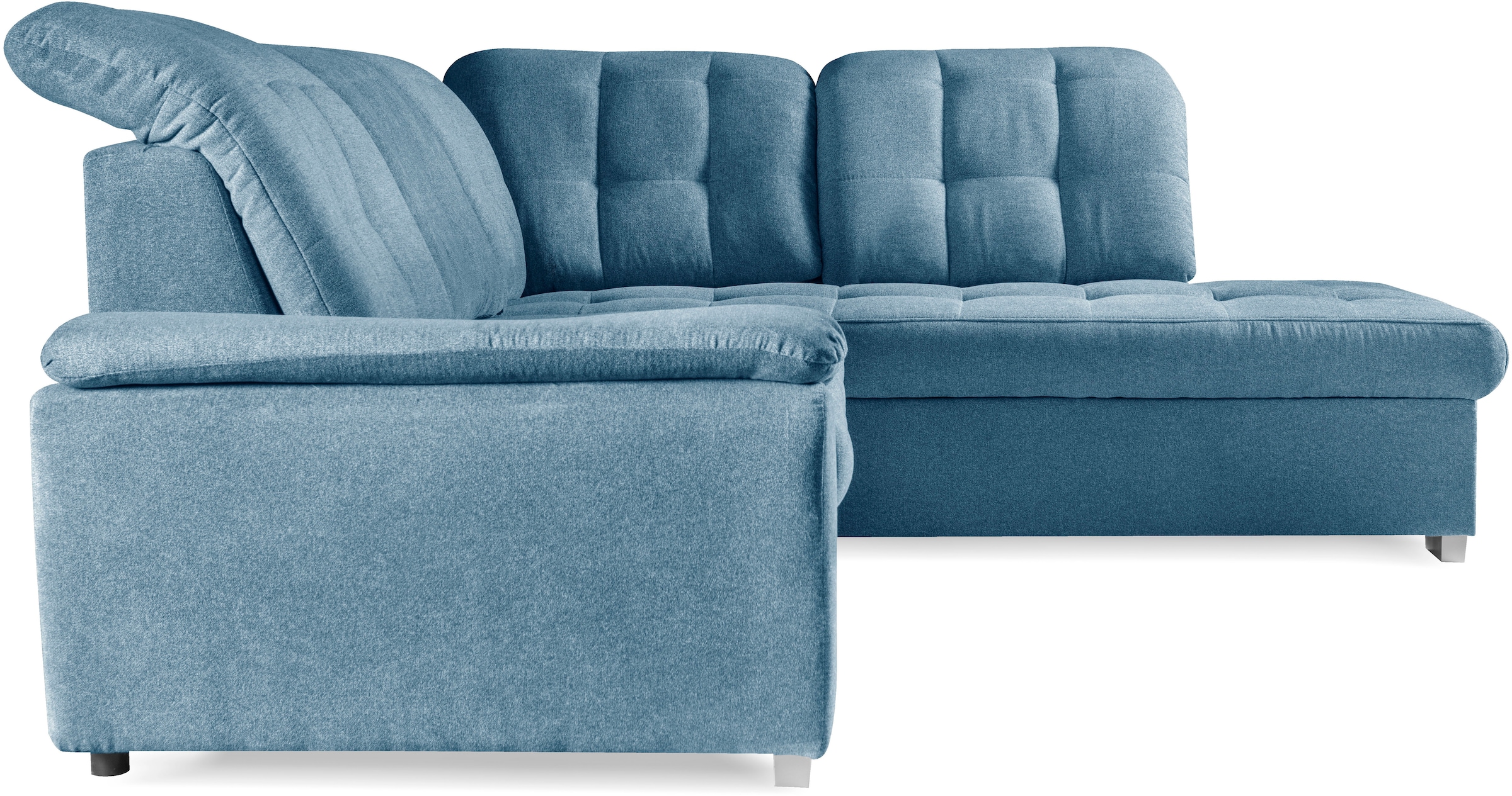 WERK2 Ecksofa »Brindisi, Multifunktion, bequem & komfortabel, Breite 263cm, L-Form« mit verstellbaren Kopfteilen, Bettfunktion & Bettkasten