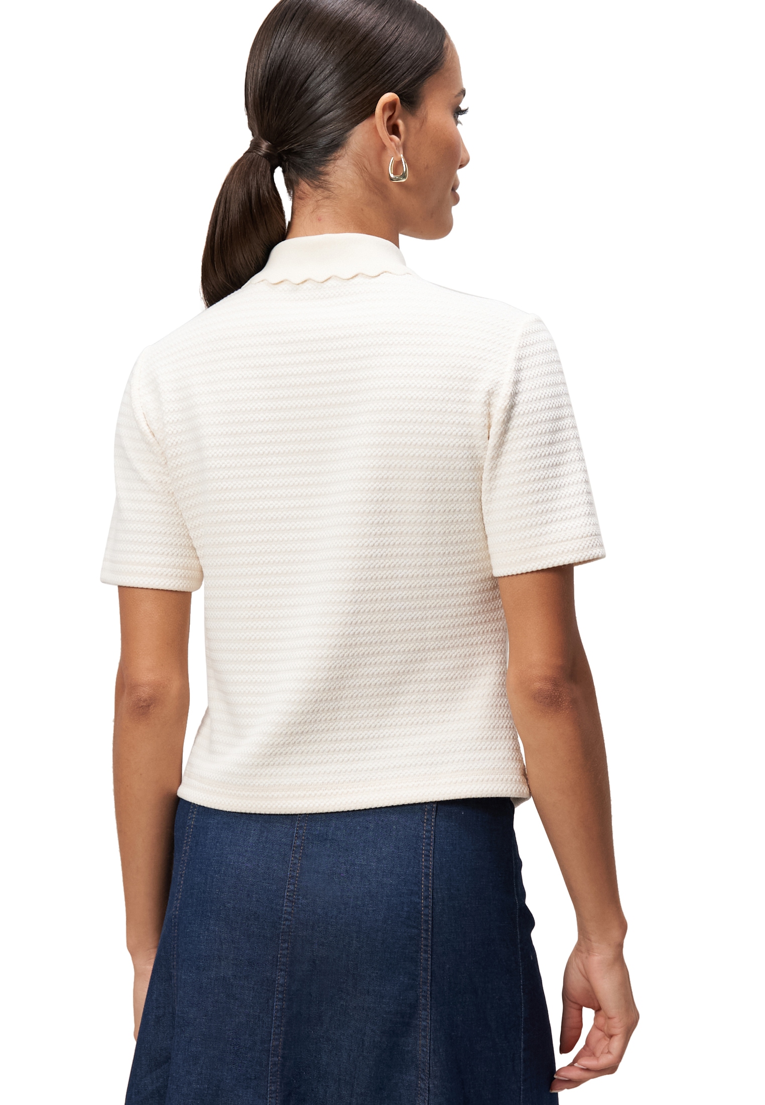 Zero Kurzarmshirt »Strick-Poloshirt mit Knopfleiste«