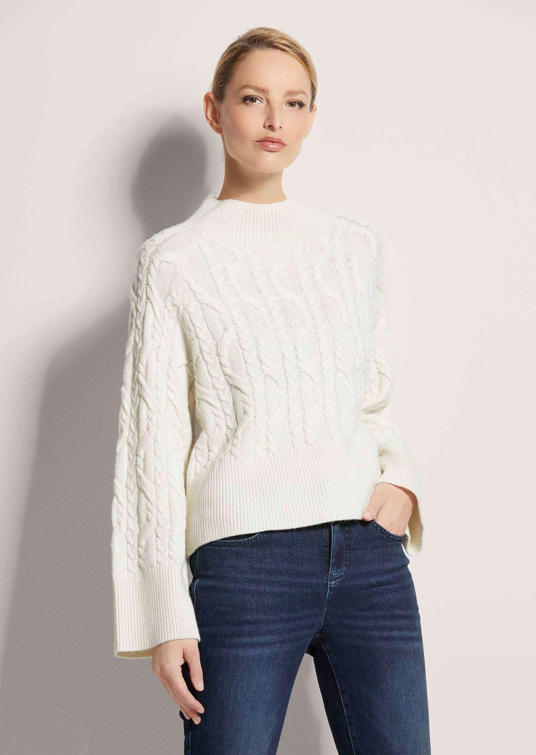 MADELEINE Longpullover »Pullover Kaschmir-Pullover mit Zopfmuster«