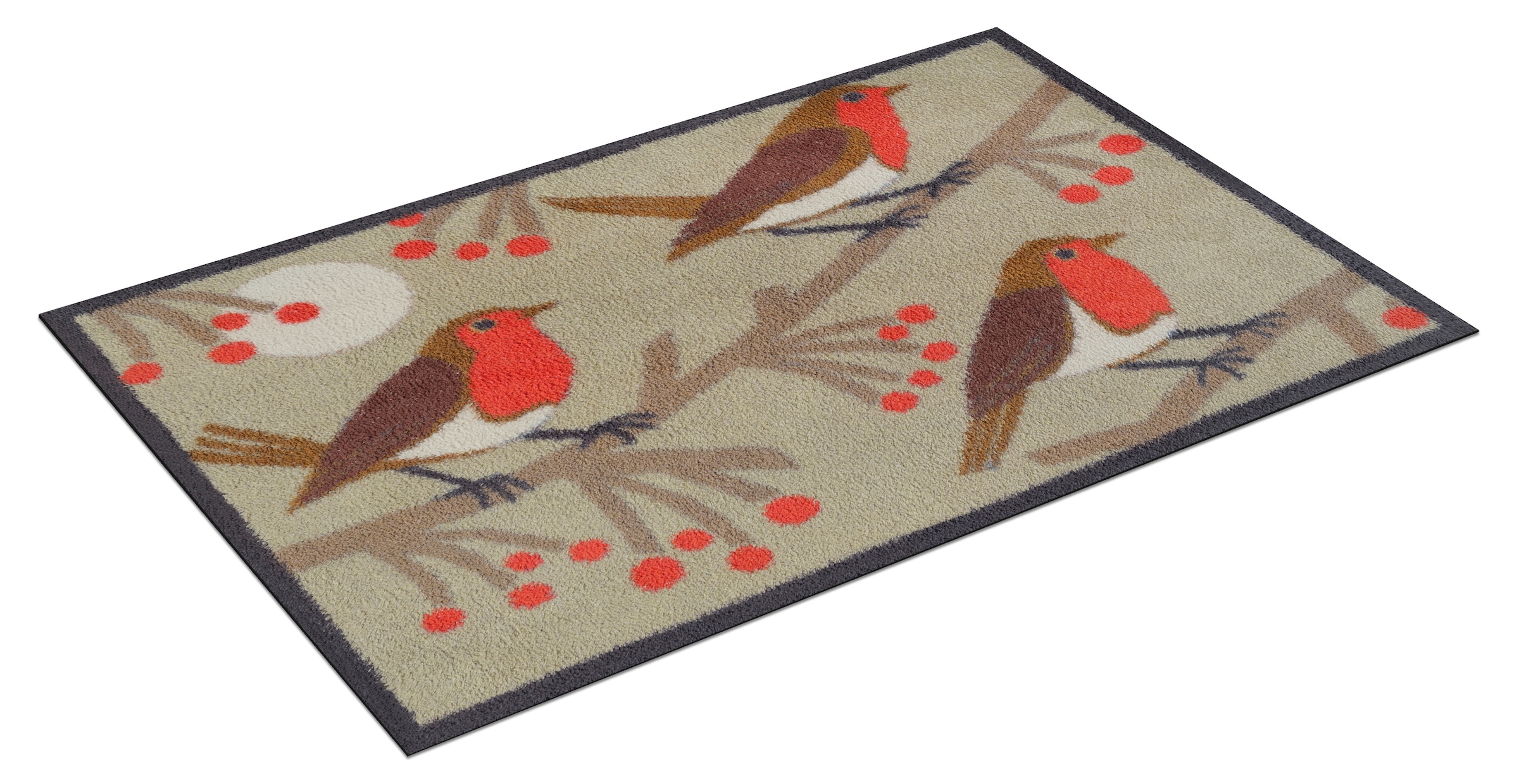 Turtle Mat Fußmatte »Red Robins« rechteckig 9 mm Höhe waschbar und trocknergeeignet